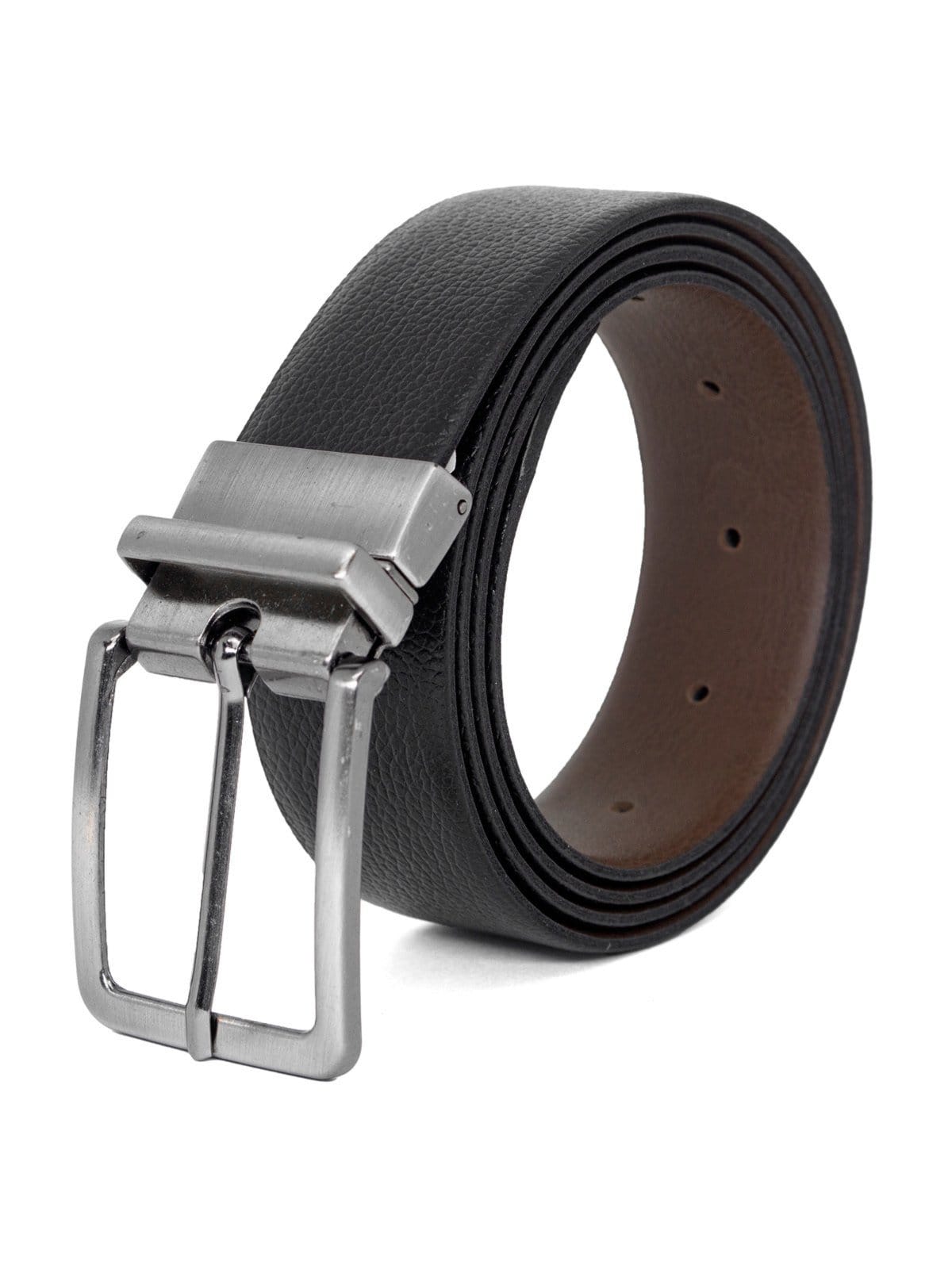 Cinto Social Masculino Fasolo Dupla Face Couro Legítimo Floater + Café Fivela Prata