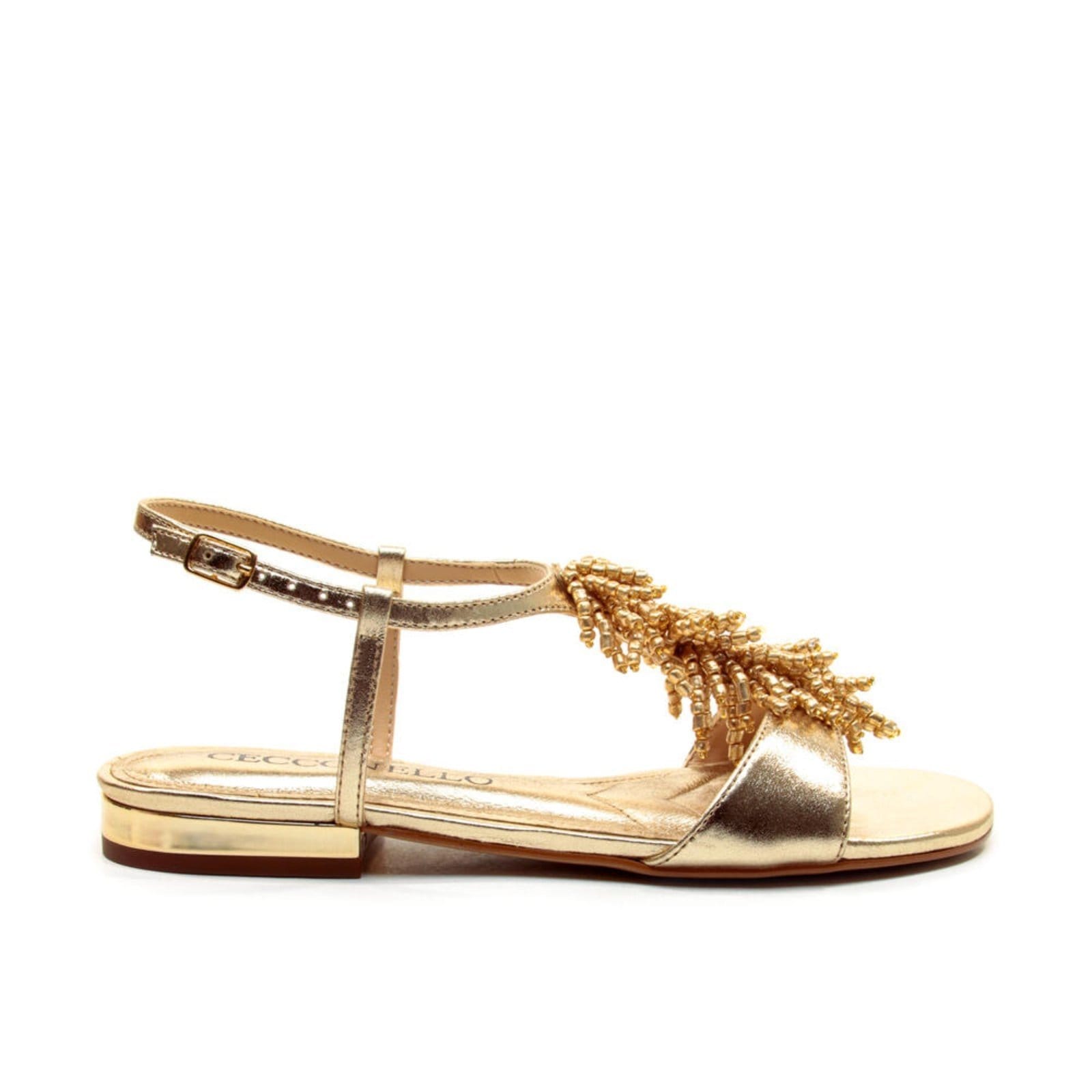 Rasteira Couro Ouro Light Cecconello 2751004-2