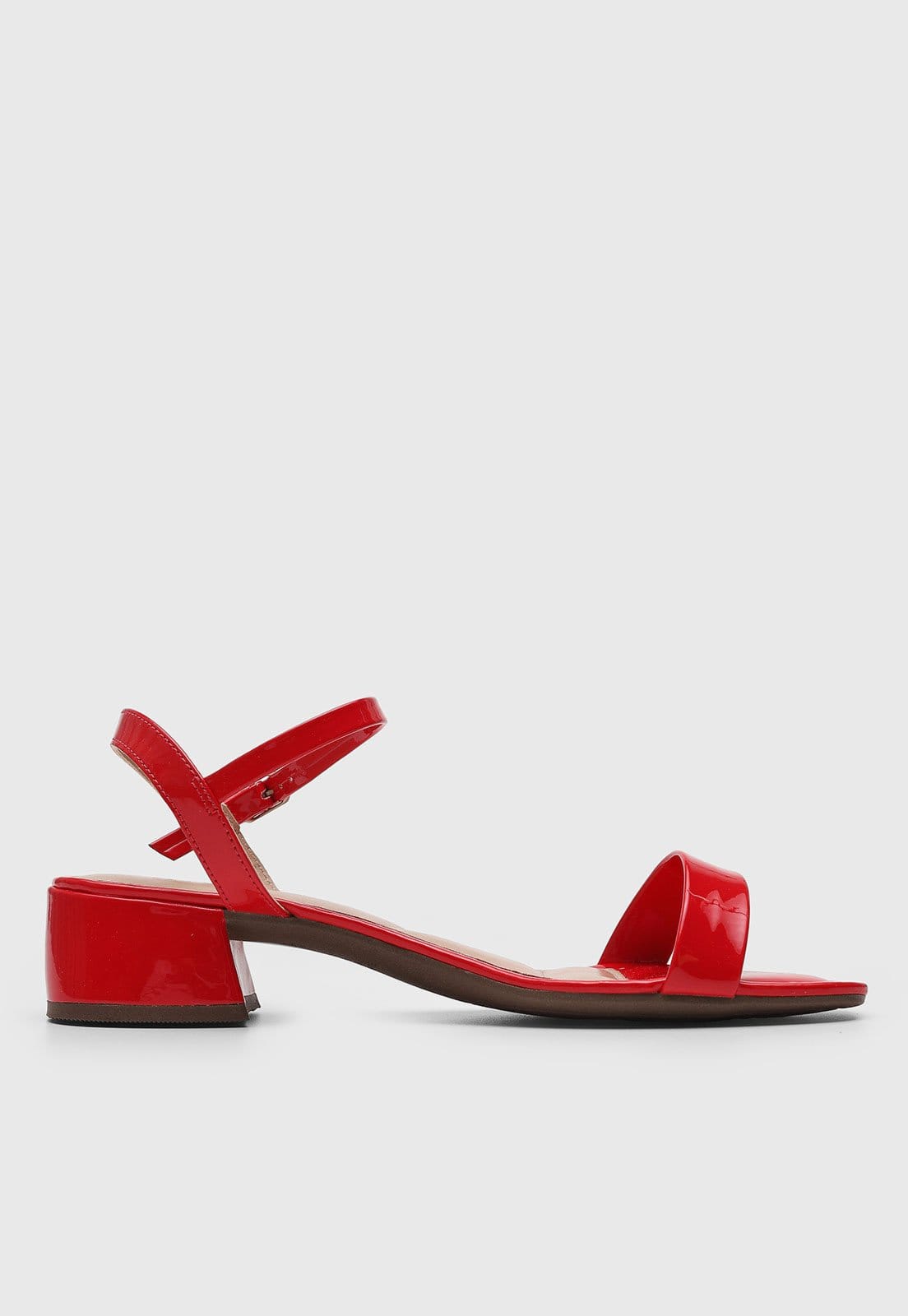 Vista 2 Sandália Feminina VIA UNO Salto Bloco Verniz Vermelha VIA UNO vermelho