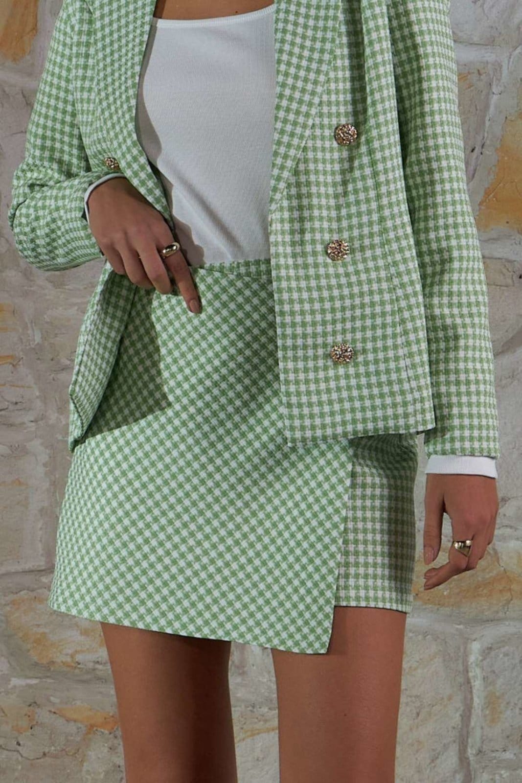 Vista principal Short Saia Vanibele Xadrez Vanibele verde/xadrez verde