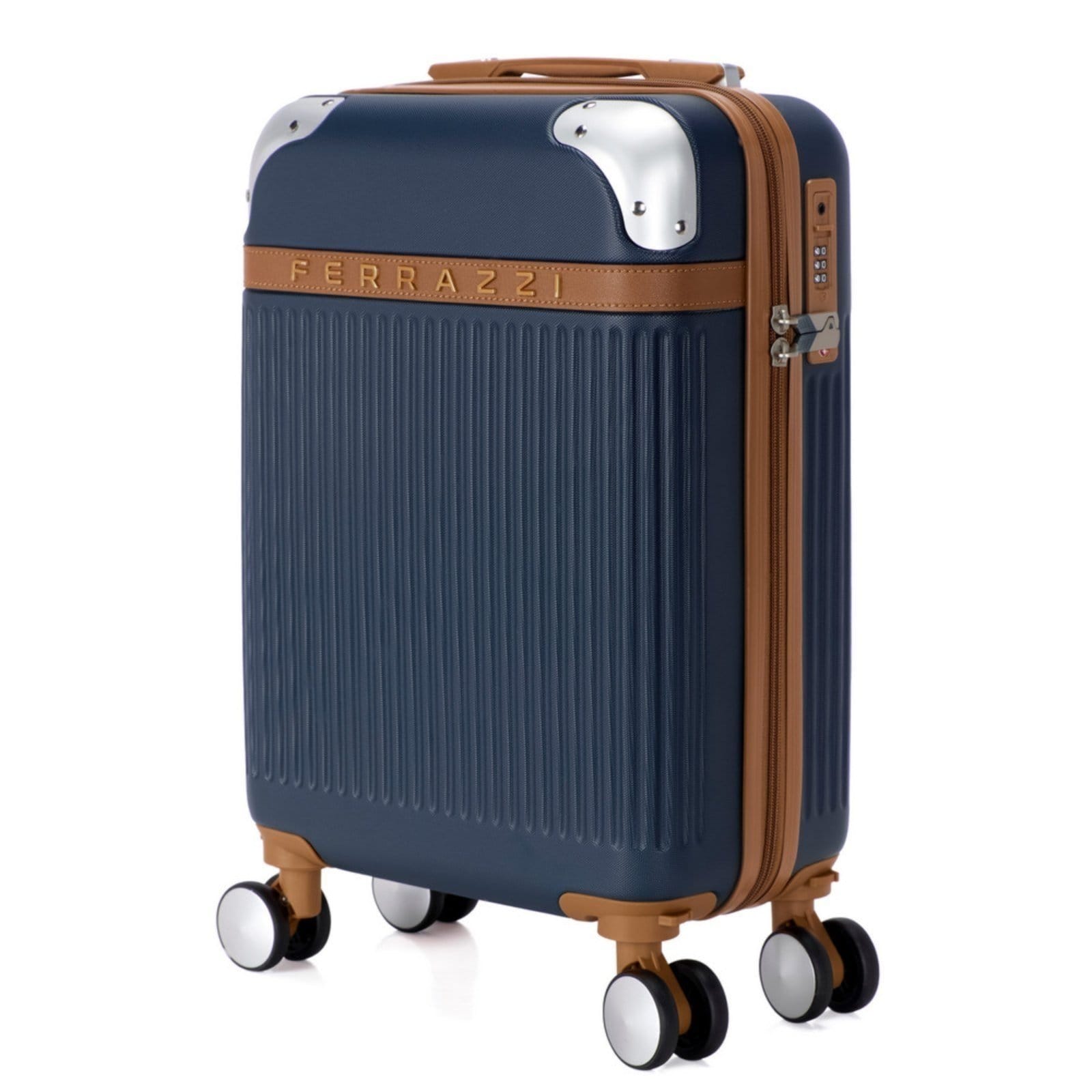 Vista 2 Mala Rodinhas Pequena Viagem Trabalho Abs Rígida Resistente 360° Ferrazzi azul