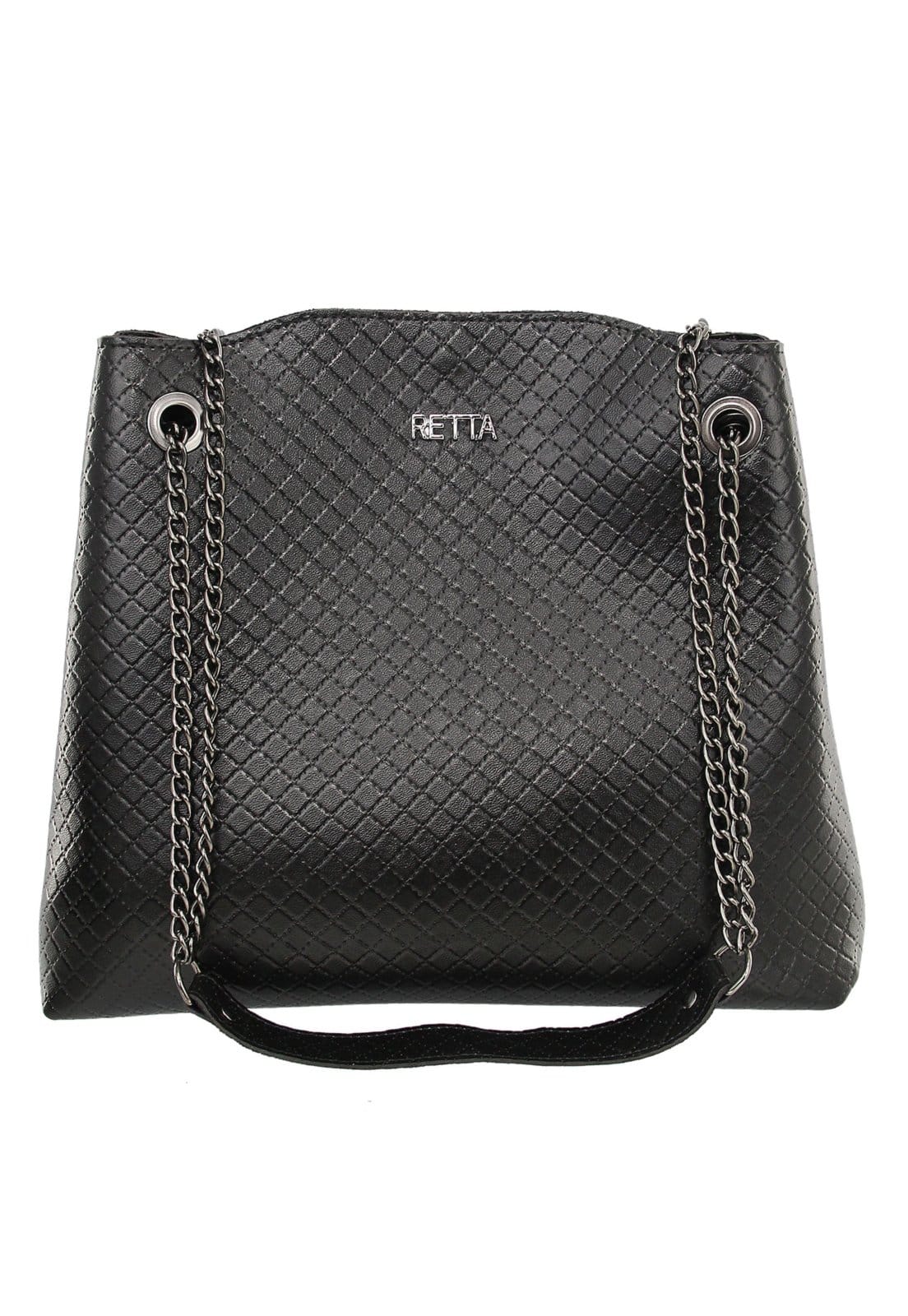 Vista 2 Kit 3 peças Retta Bolsa Saco, Bolsa Baú Pequena e Carteira preta Retta Shoes preto