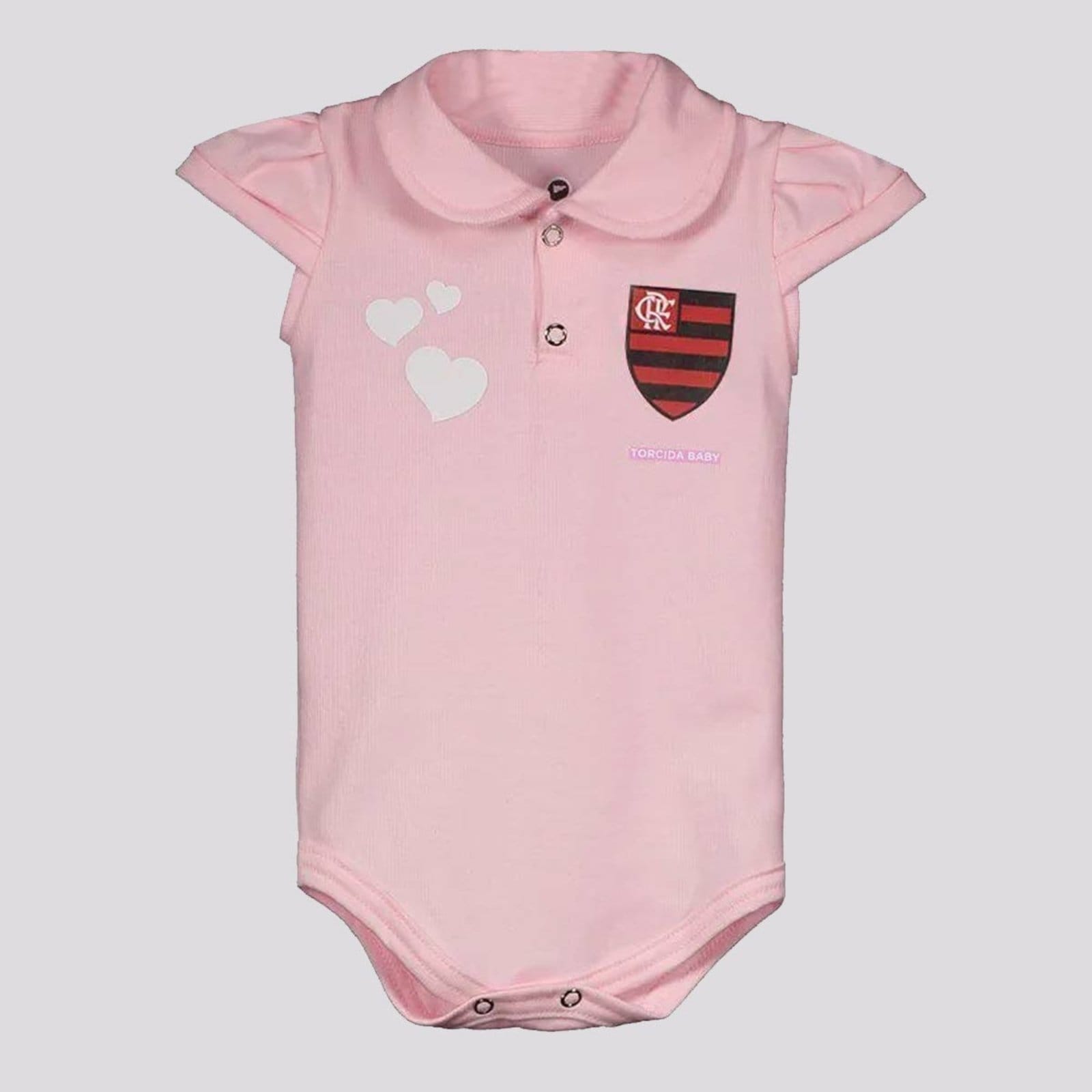 Vista principal Body Polo Flamengo Torcida Baby rosa