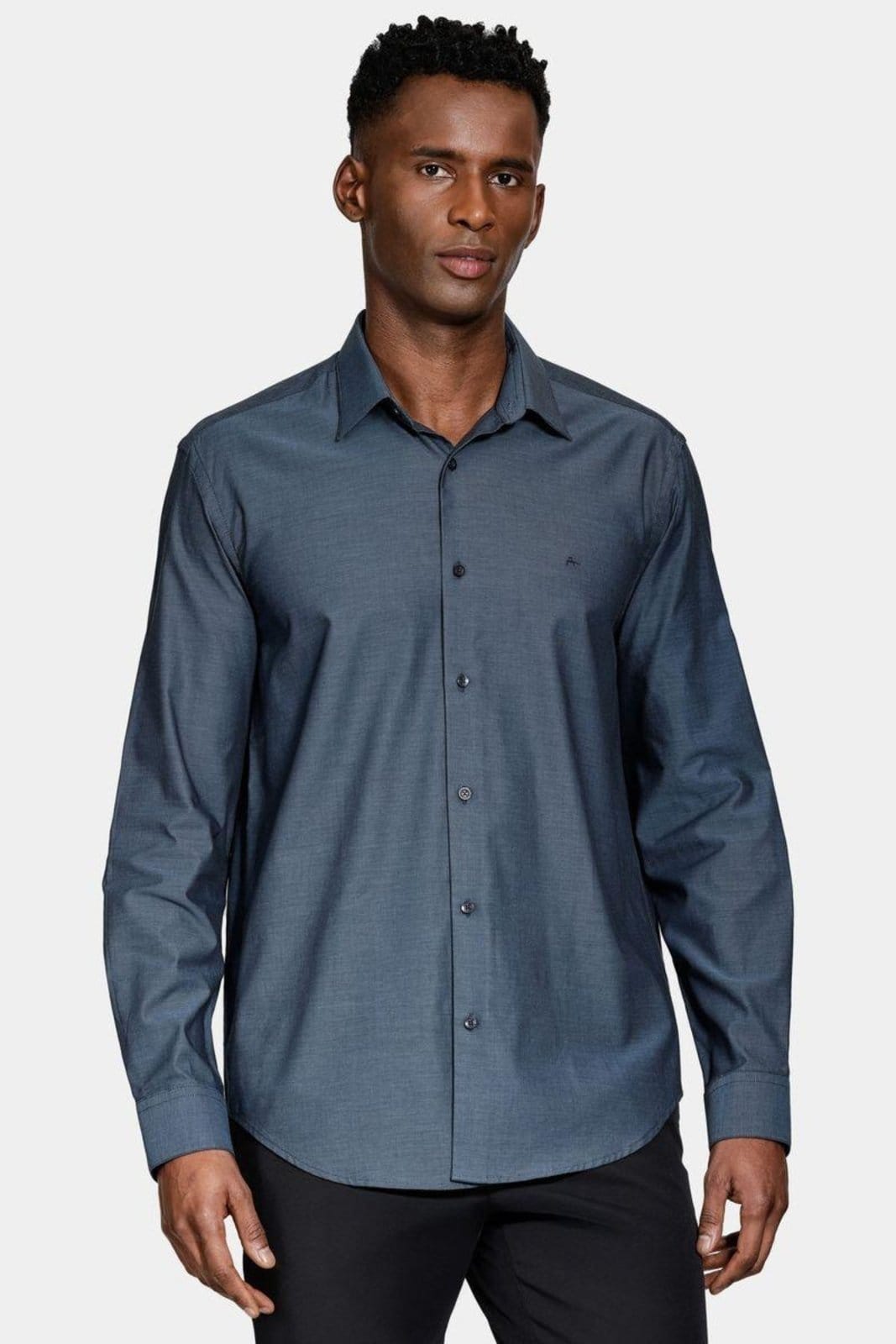 Vista 2 Camisa Aramis Manga Longa Algodão Egípcio Fio 50 Aramis azul