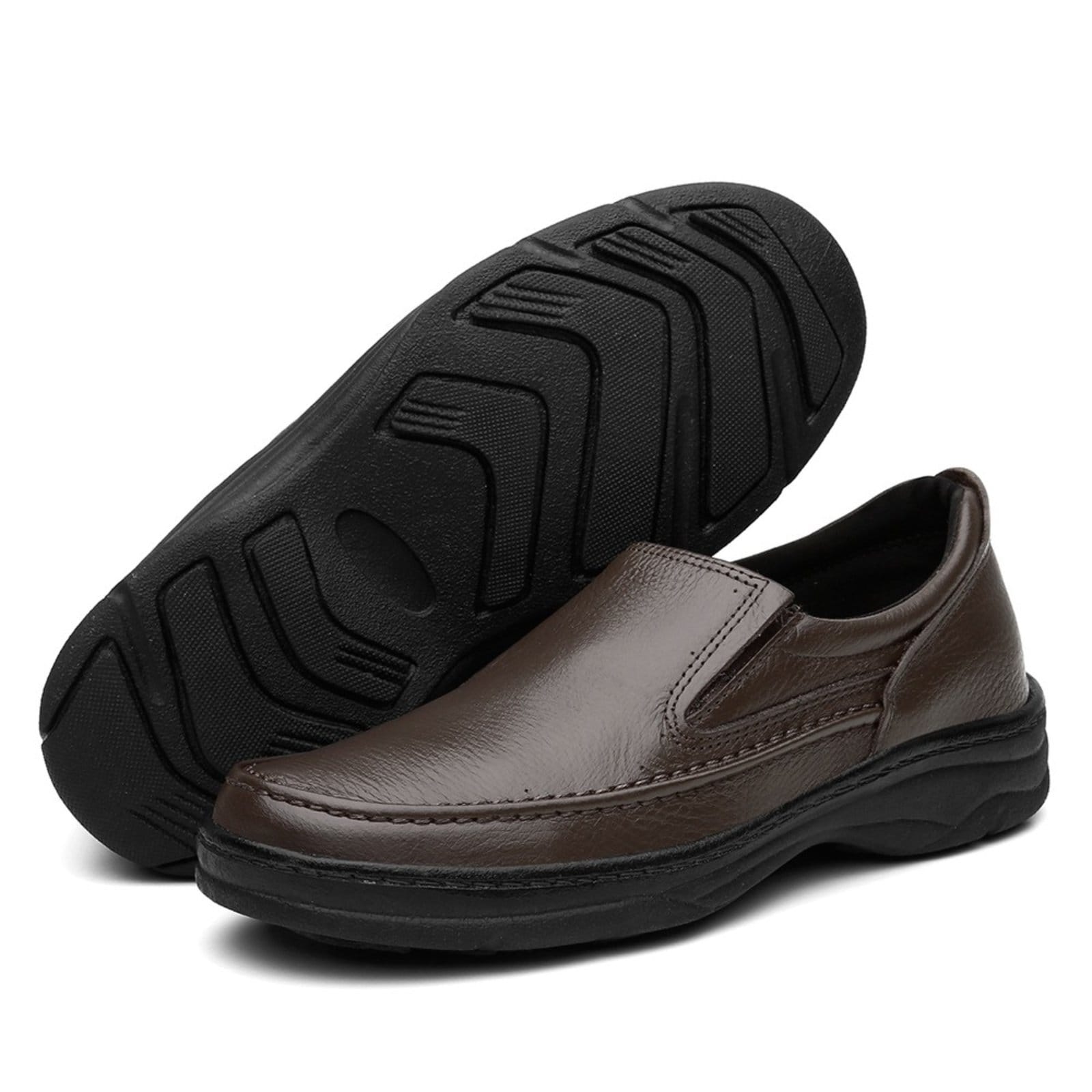 Vista 2 Sapato Social Conforto Ortopédico Couro Yes Basic marrom