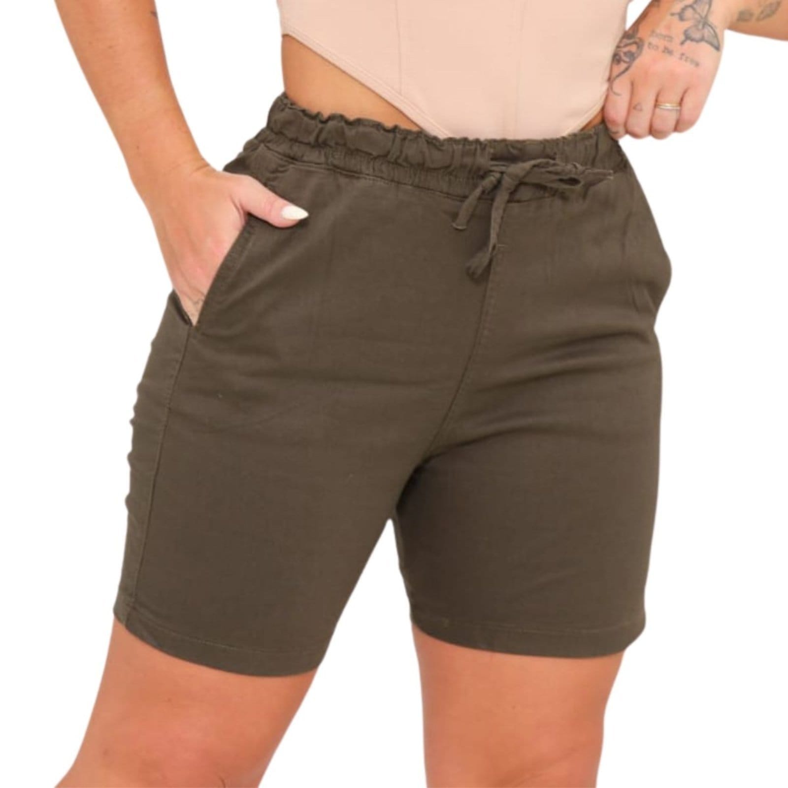 Shorts Feminino Sarja Com Elastico