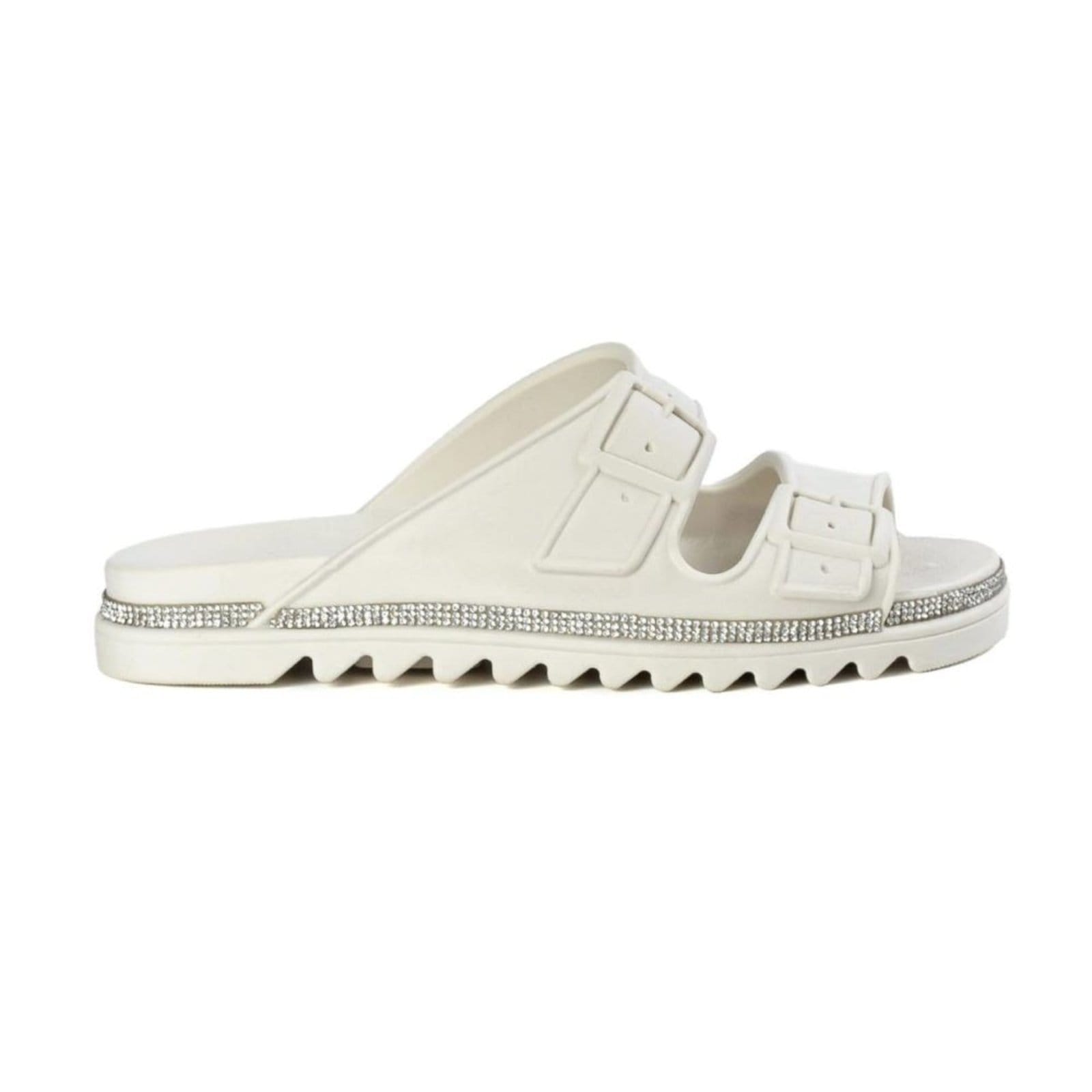 Vista 2 Sandália Flat Feminina Anna Andrade Chinelo Casual Papete Brilho Conforto Leve Moda Blogueira Anna Andrade branco