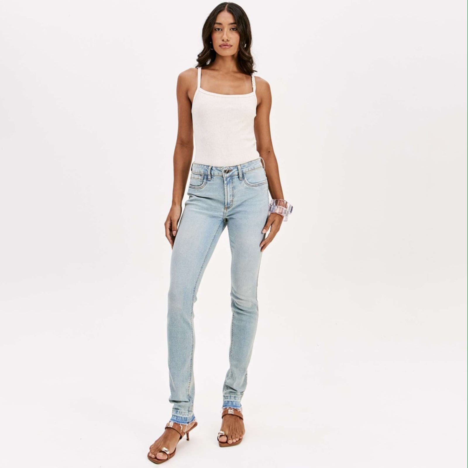 Vista 2 Calça Jeans Easy Lança Perfume Skinny Hi Pr26 Feminino Easy Lança perfume azul
