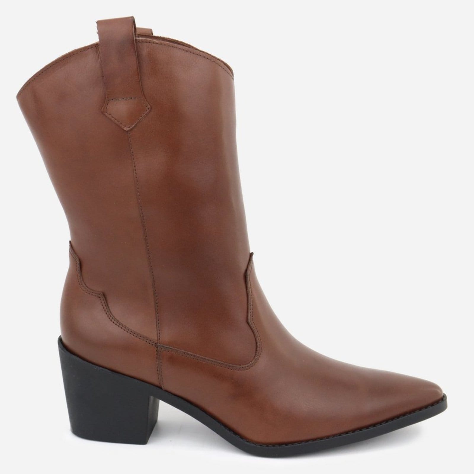 Vista 2 Bota Texana Feminina Country Western Conforto em Couro Maria Paula Cedro MARIA PAULA café