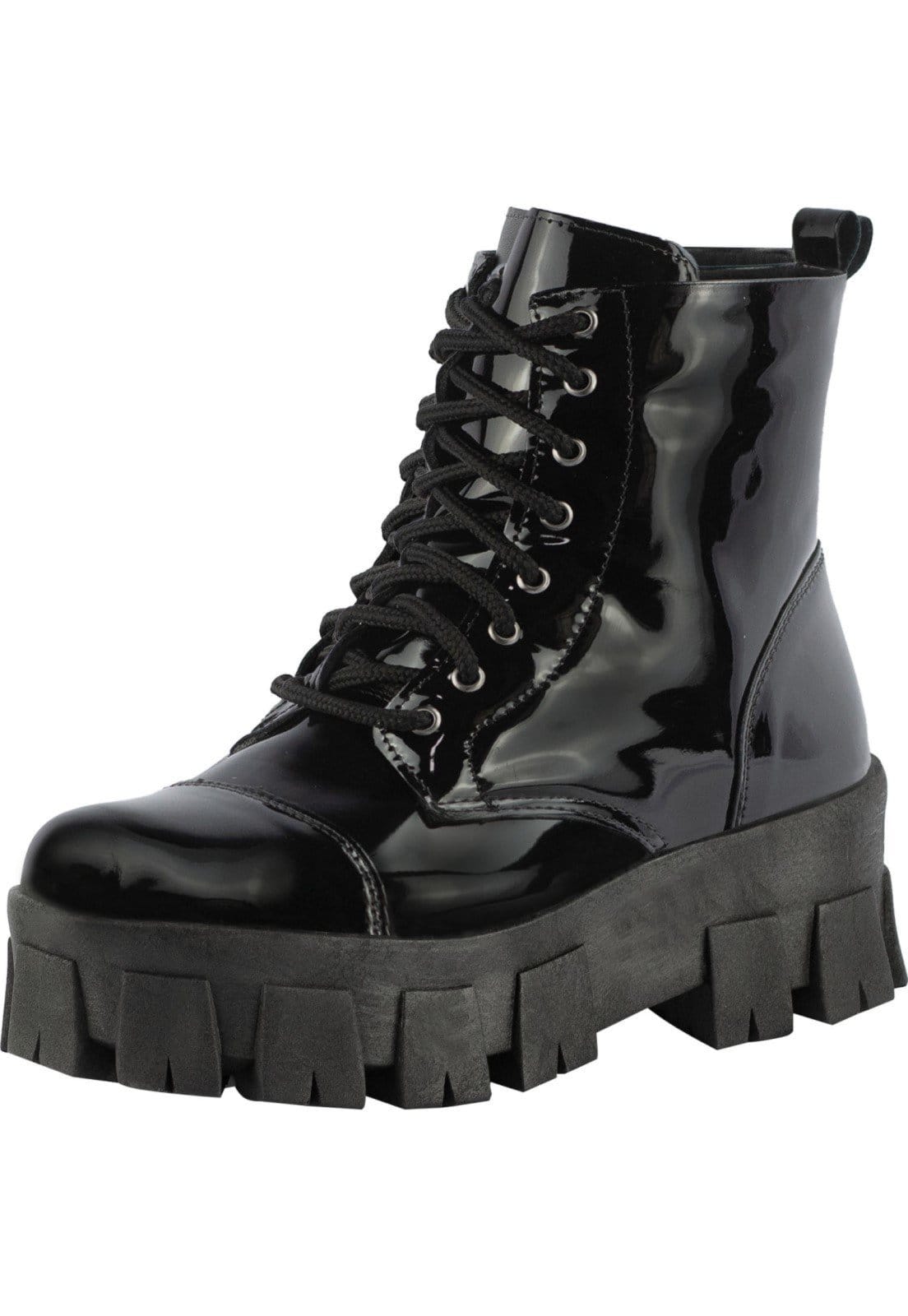 Bota Coturno Tratorado Feminino Amorelle Plataforma Blogueira Cano Curto Verniz