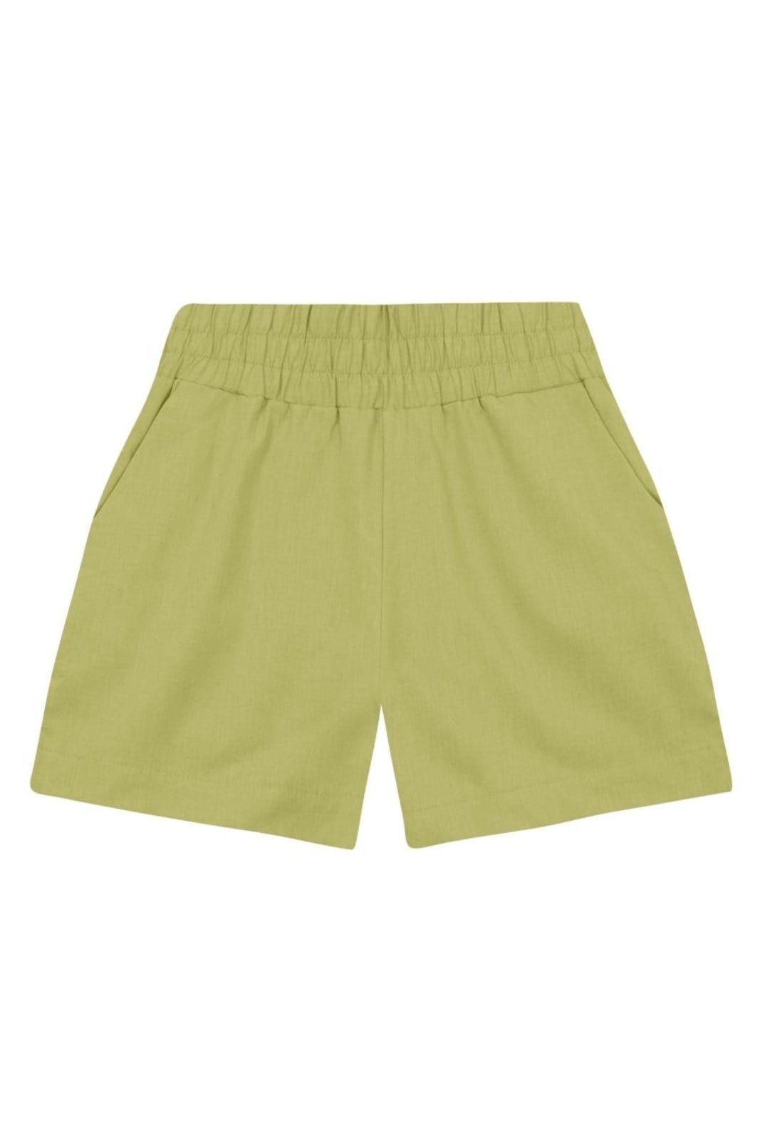 Vista 2 Shorts feminino em linho Essendi édio Essendi verde