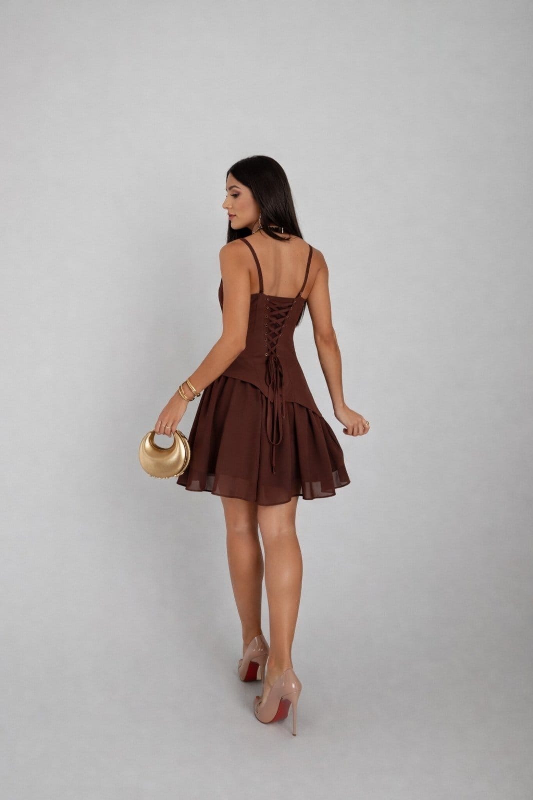 Vista 2 Vestido Curto D Bell Outlet Fashion étala D BELL OUTLET FASHION marrom