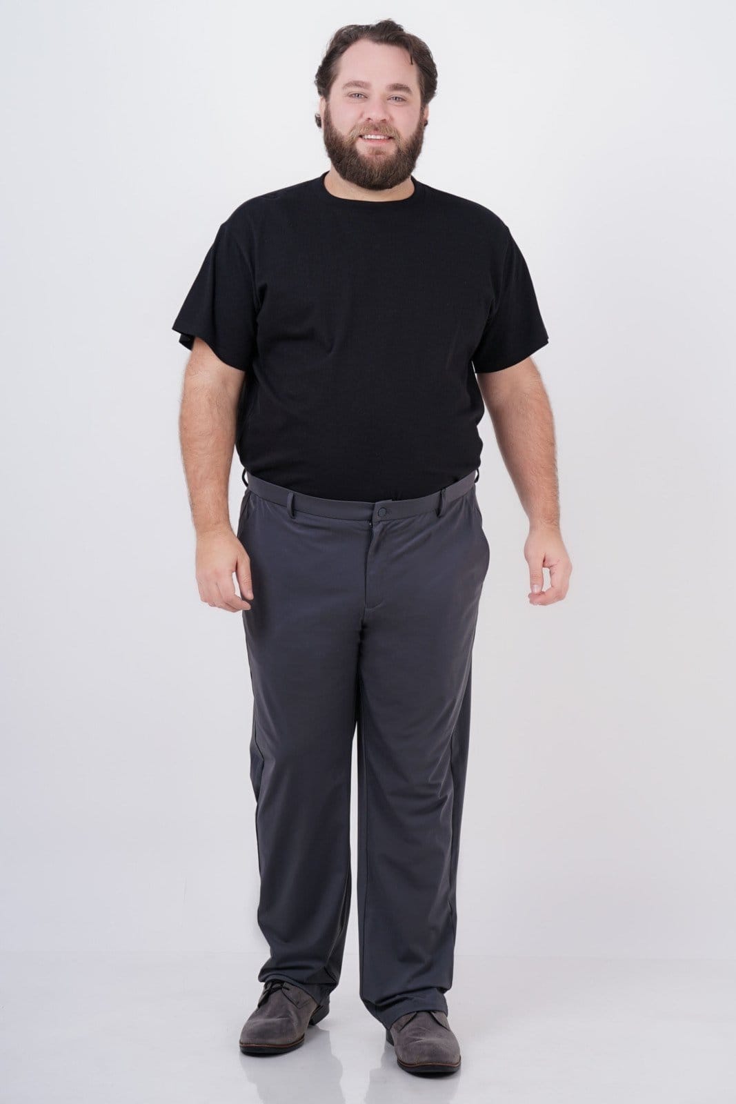 Calça Social Masculina Sh Fashion Super Elastano Plus Size Confortavél Cor Chumbo