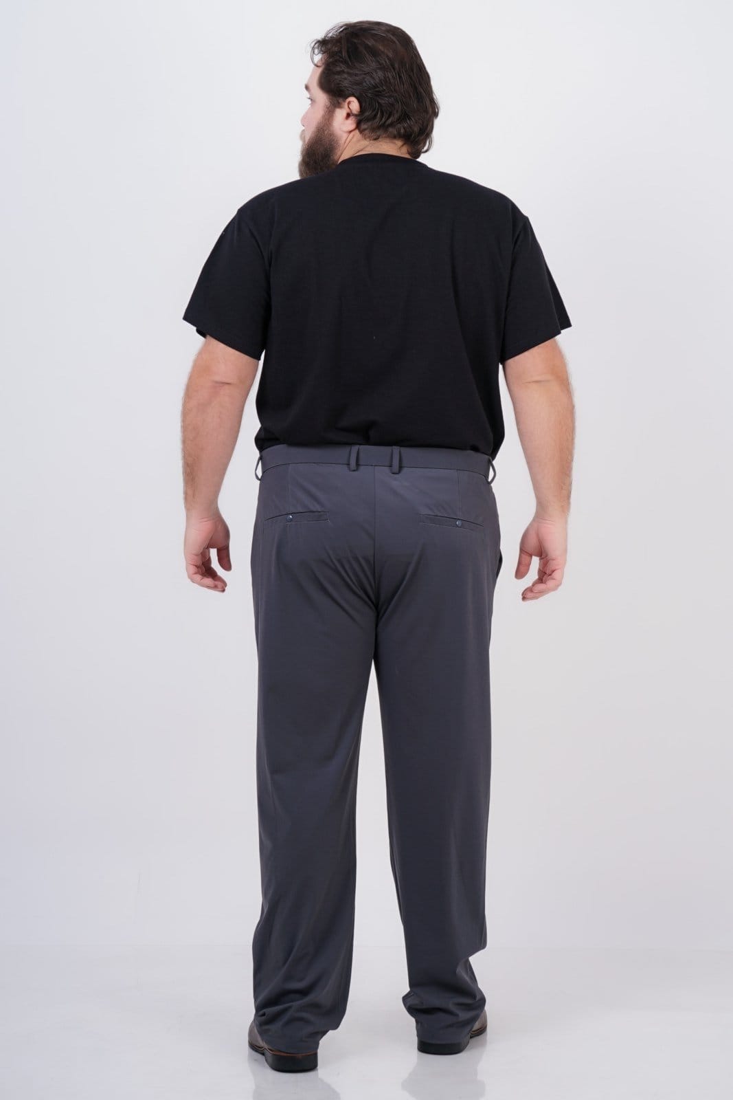 Vista 2 Calça Social Masculina Sh Fashion Super Elastano Plus Size Confortavél Cor Chumbo SH FASHION cinza