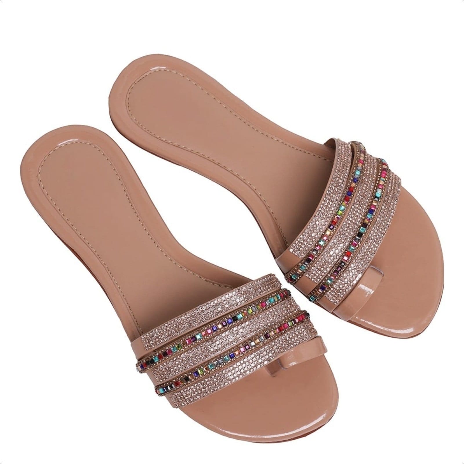 Chinelo Rasteirinha Feminina Com Strass Brilho Papete Carmelo Shoes Casual Festa