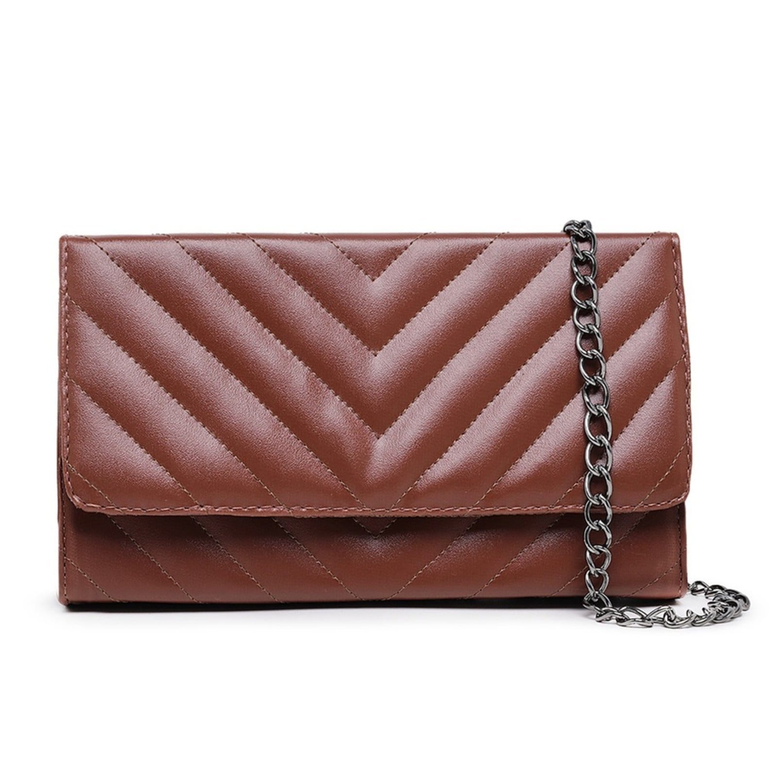 Vista principal Bolsa Clutch Carteira Carmelo Shoes Transversal Matelassê CARMELO SHOES marrom