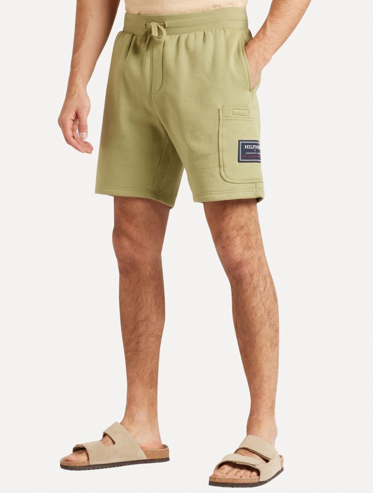 Bermuda Tommy Hilfiger Moletom Masculina Flag Logo Badge Oliva