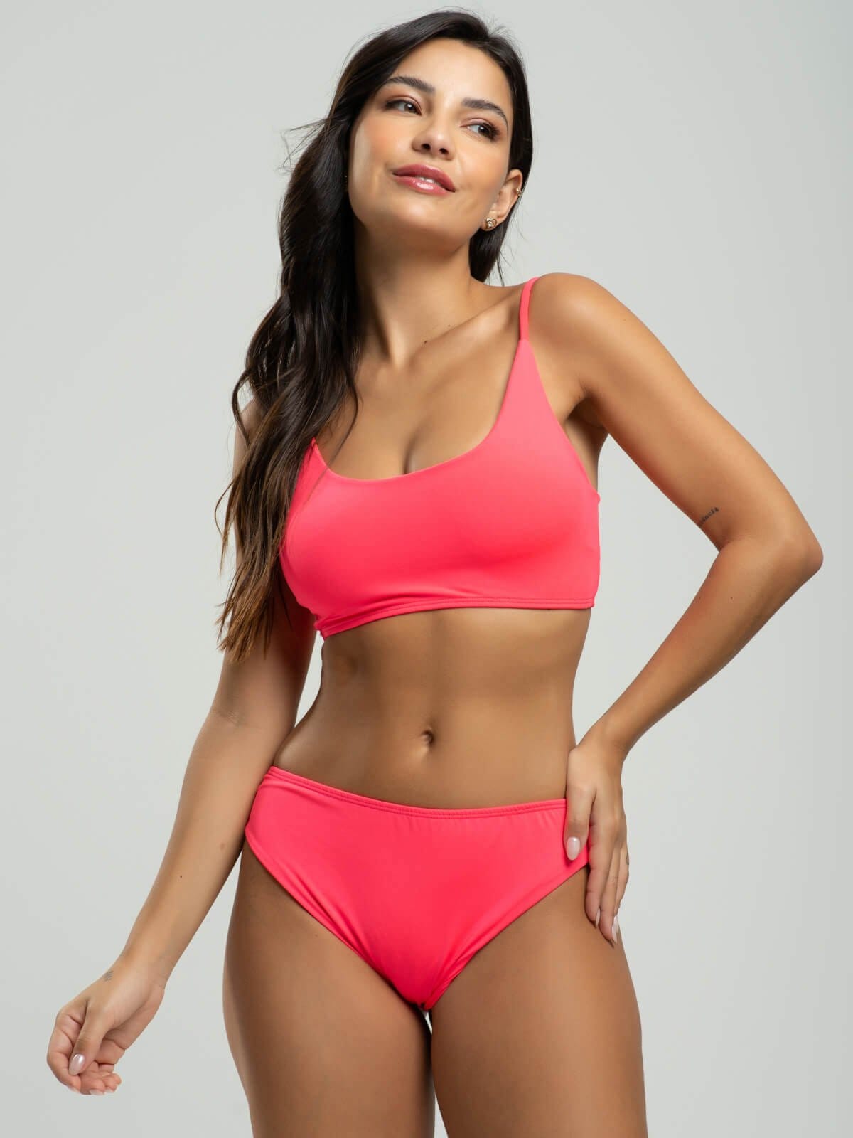 Vista 2 Biquini Faixa Calcinha Comum Bojo Removivel Proteção Uv 50+ Vicbela Rosa Vicbela pink/rosa rosa