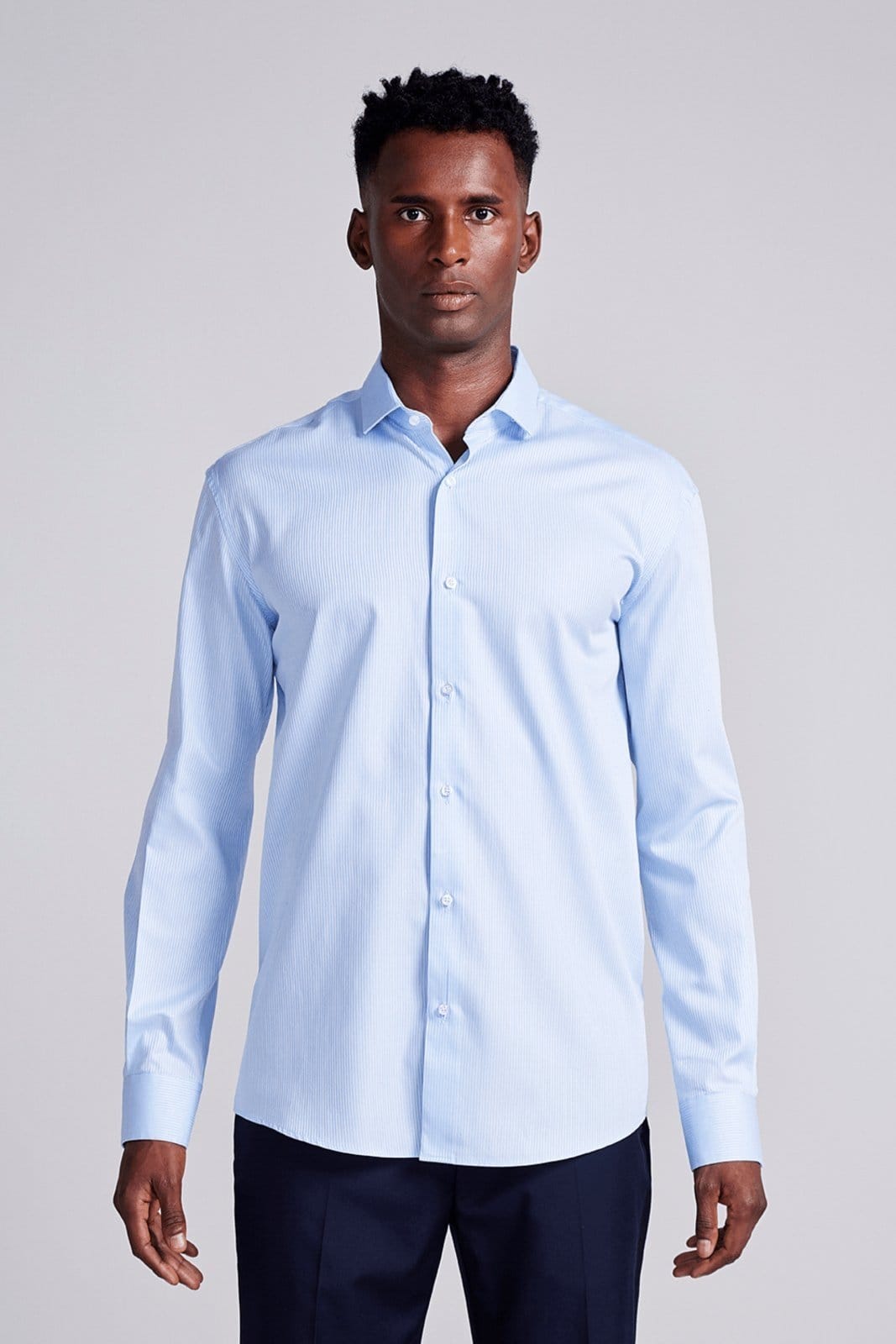 Vista principal HIGHSTIL Camisa Social Algodão Pima Comfort Listrada Claro HIGHSTIL azul