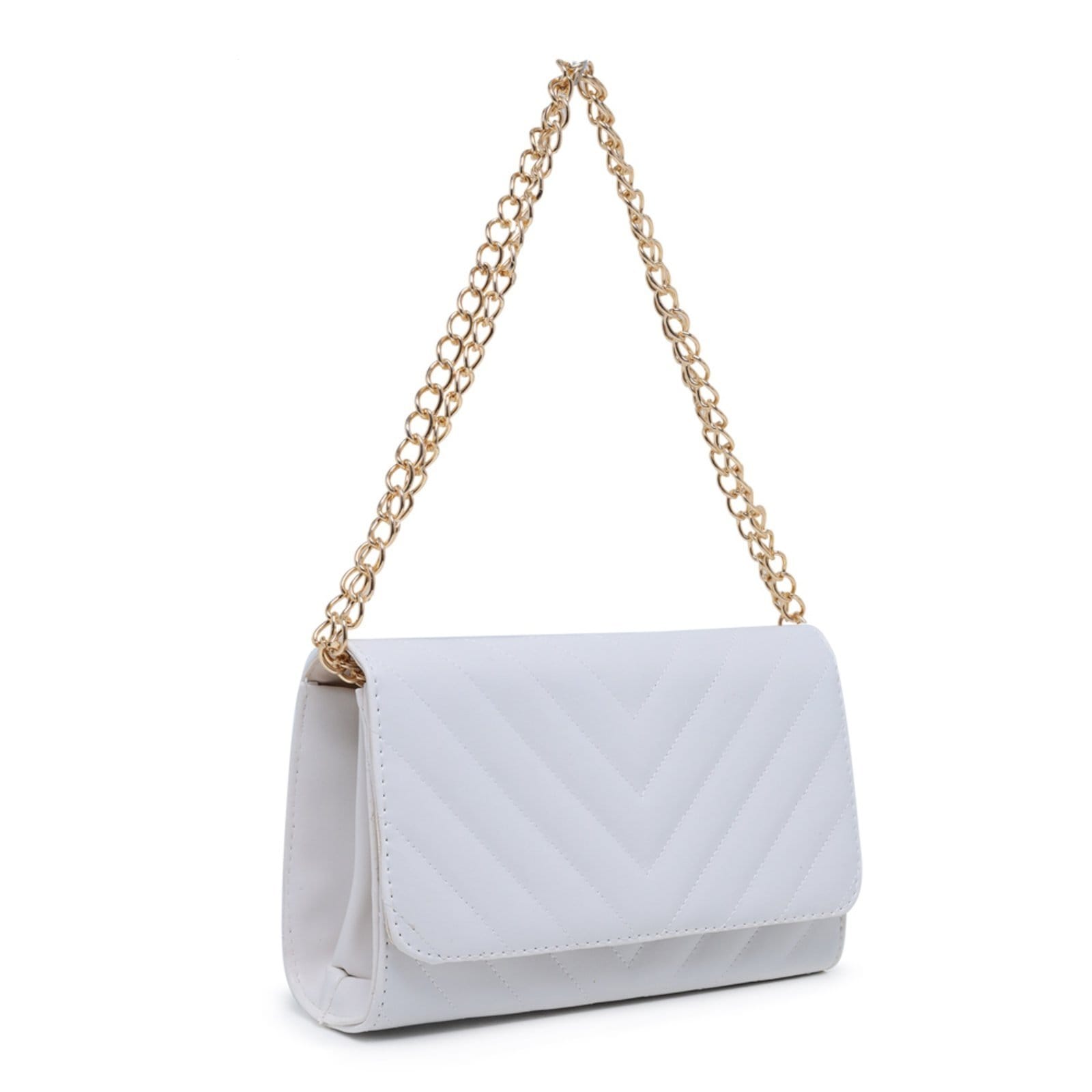 Vista 2 Bolsa Branca Clutch De Mão e Ombro Pequena 2 Alças Removíveis Moda Feminina Festa Elegante Madrinha CARMELO SHOES branco