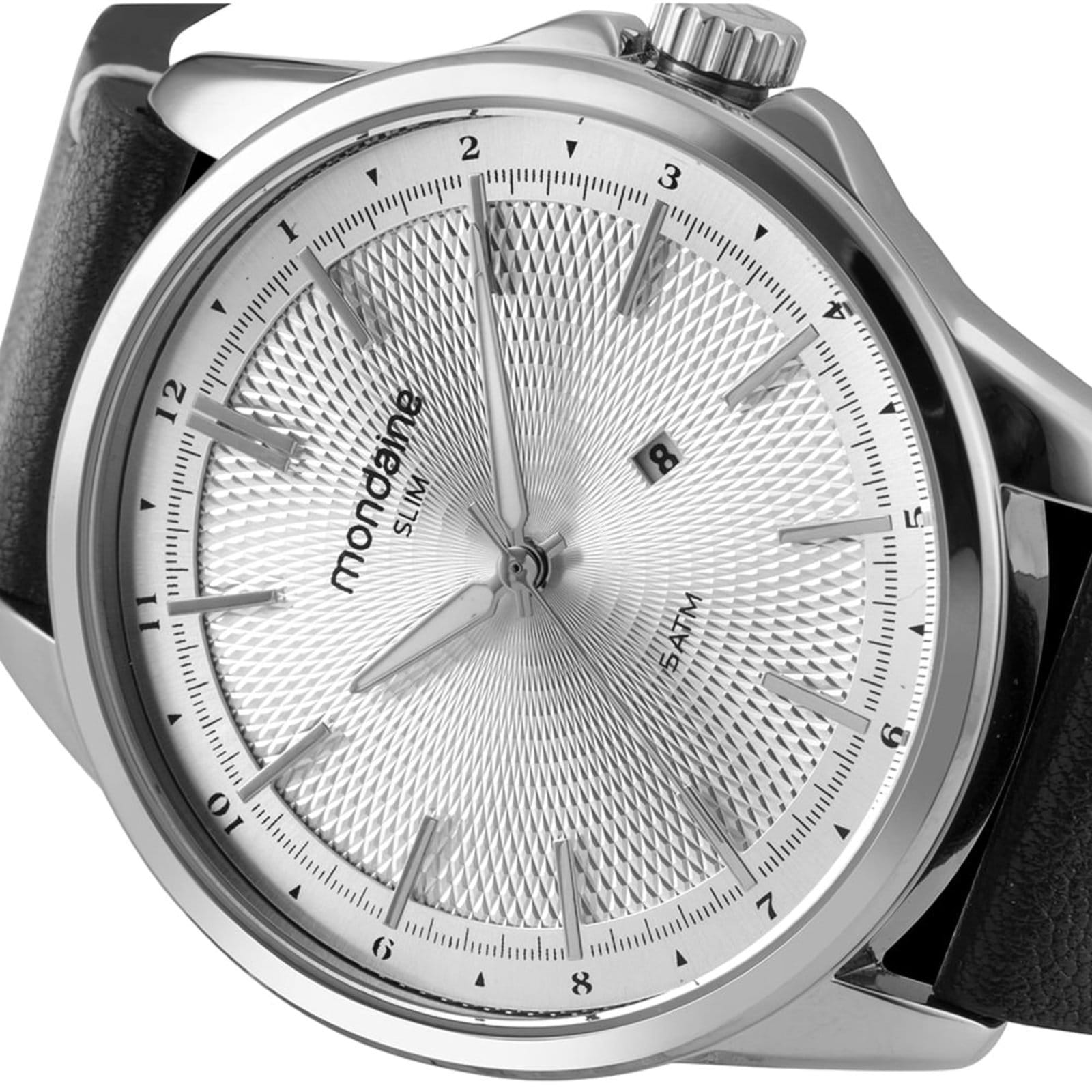 Vista 2 Relógio Masculino Calendário Couro Genuíno Mondaine preto