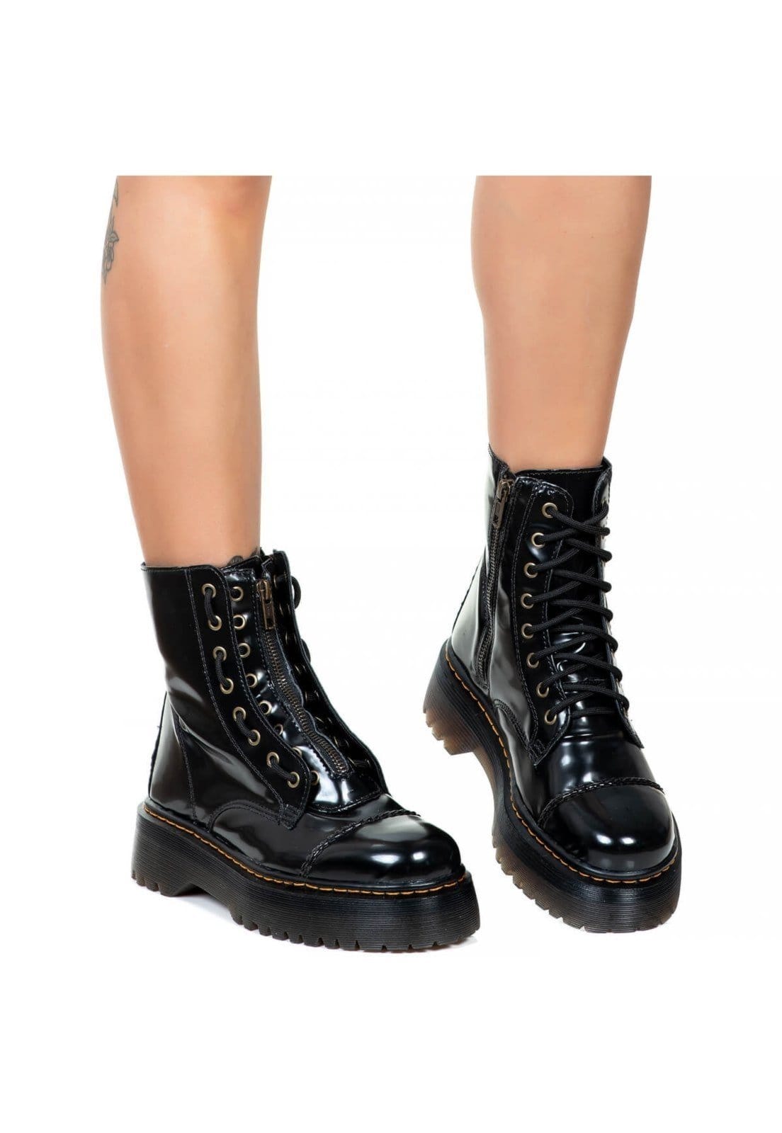 Vista 2 Coturno Tratorado Lizzy Estilo Veggie Verniz ESTILO VEGGIE SHOES preto