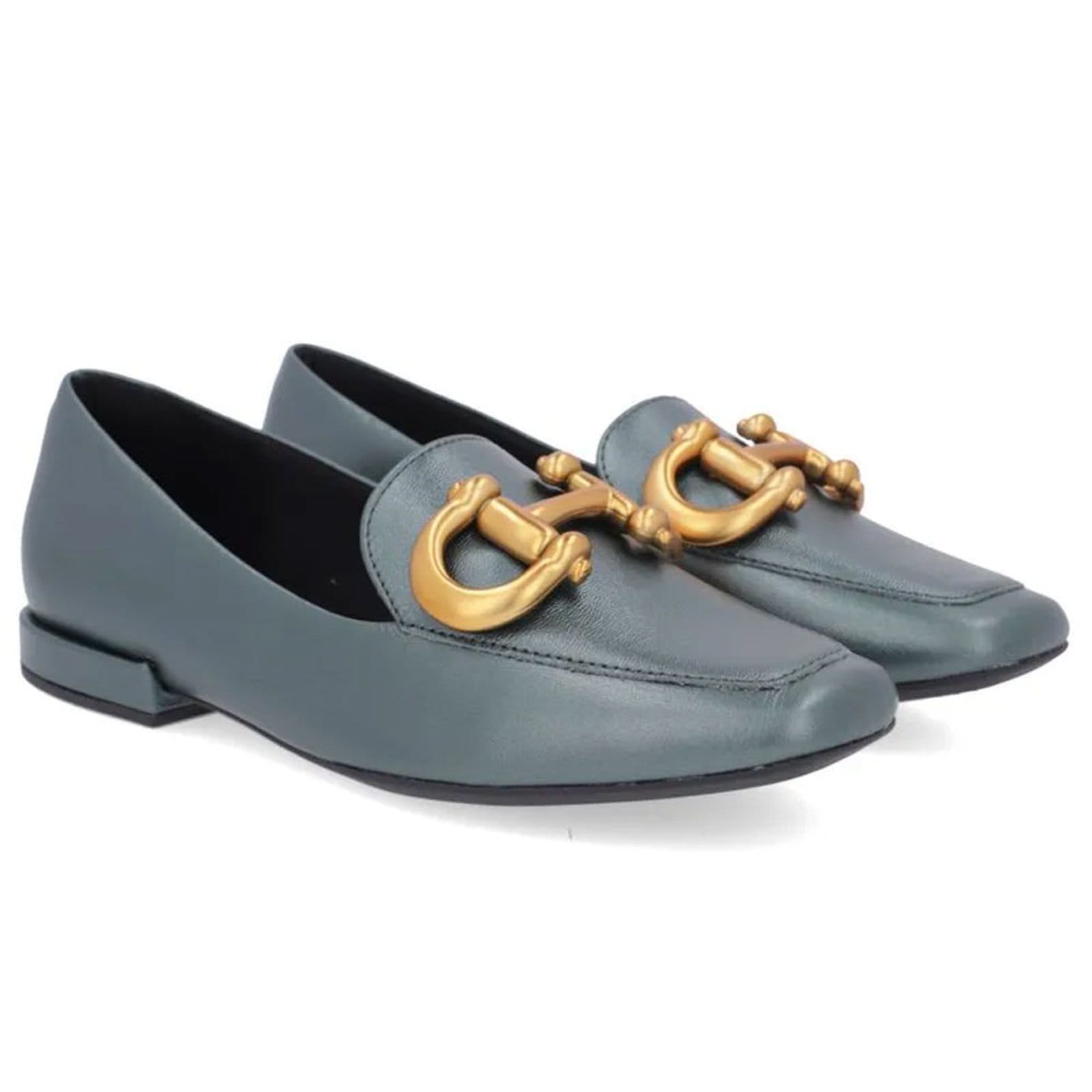 Vista 2 Mocassim Feminino Couro Verde Eucalipto Usaflex AL1802 Usaflex verde militar