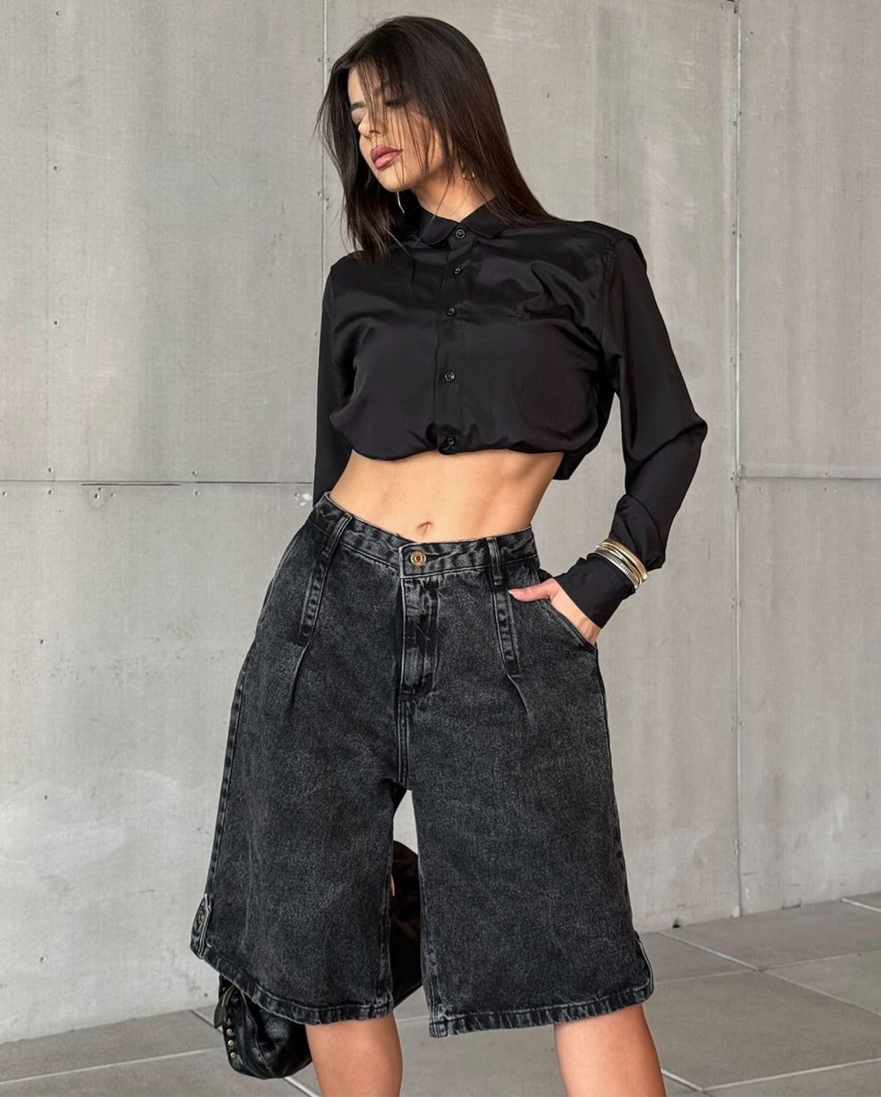 Jorts Jeans Feminino com Lapela 25148 Vintage