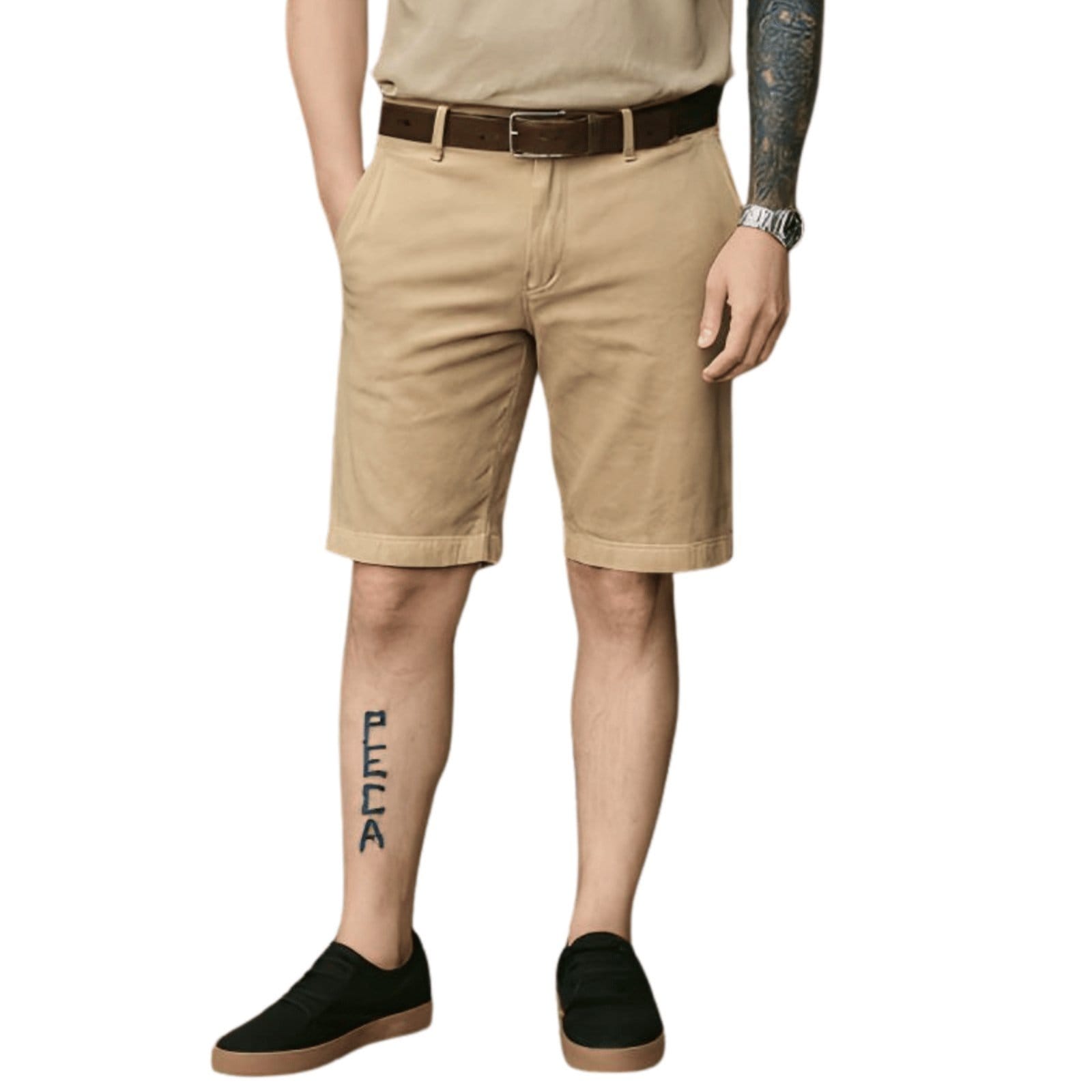 Vista 2 Bermuda Masculina Sarja Caqui Lee bege caqui