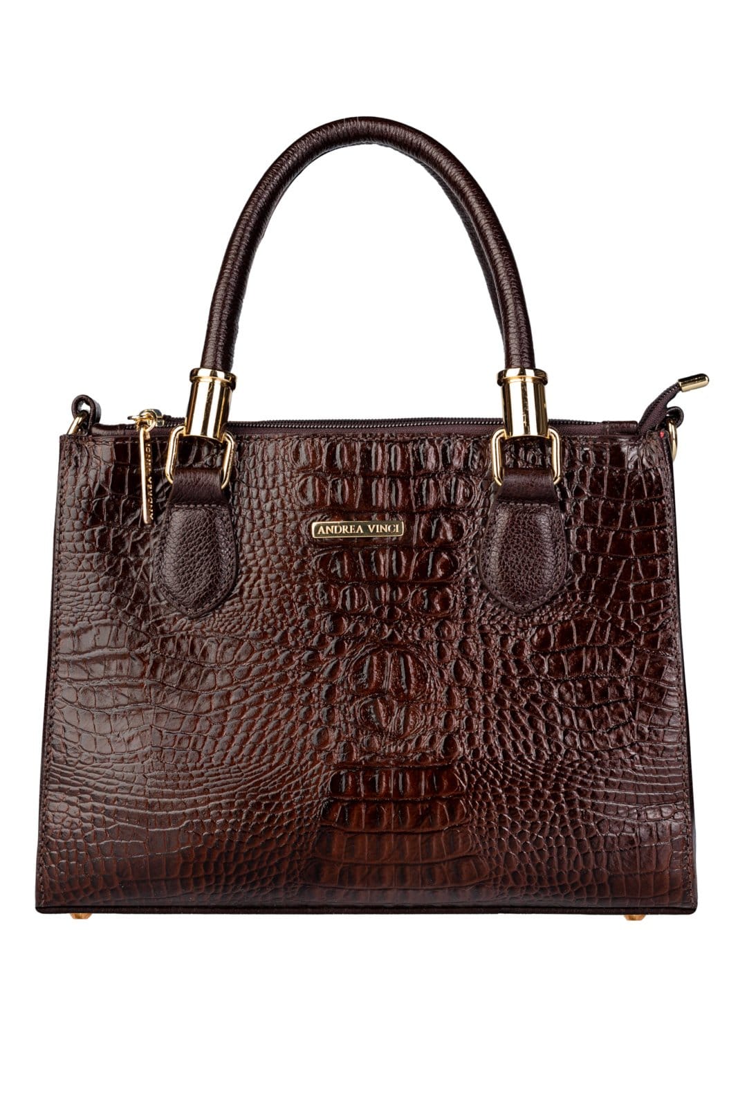 Bolsa Andrea Vinci Grande De Couro Croco Estruturada Emilia