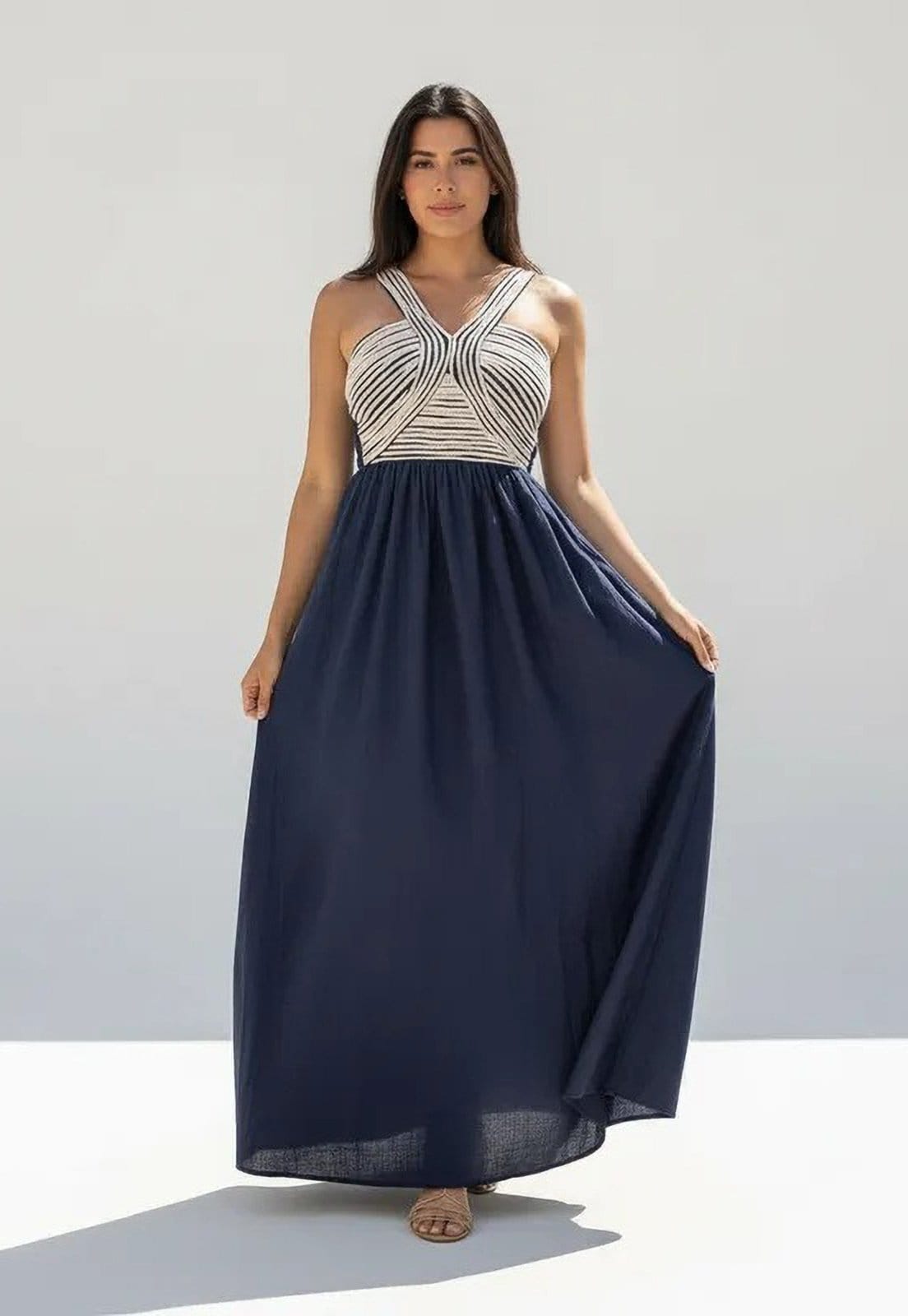 Vista principal Vestido CabanaFree Alvorada Longo Profundo Cabanafree azul