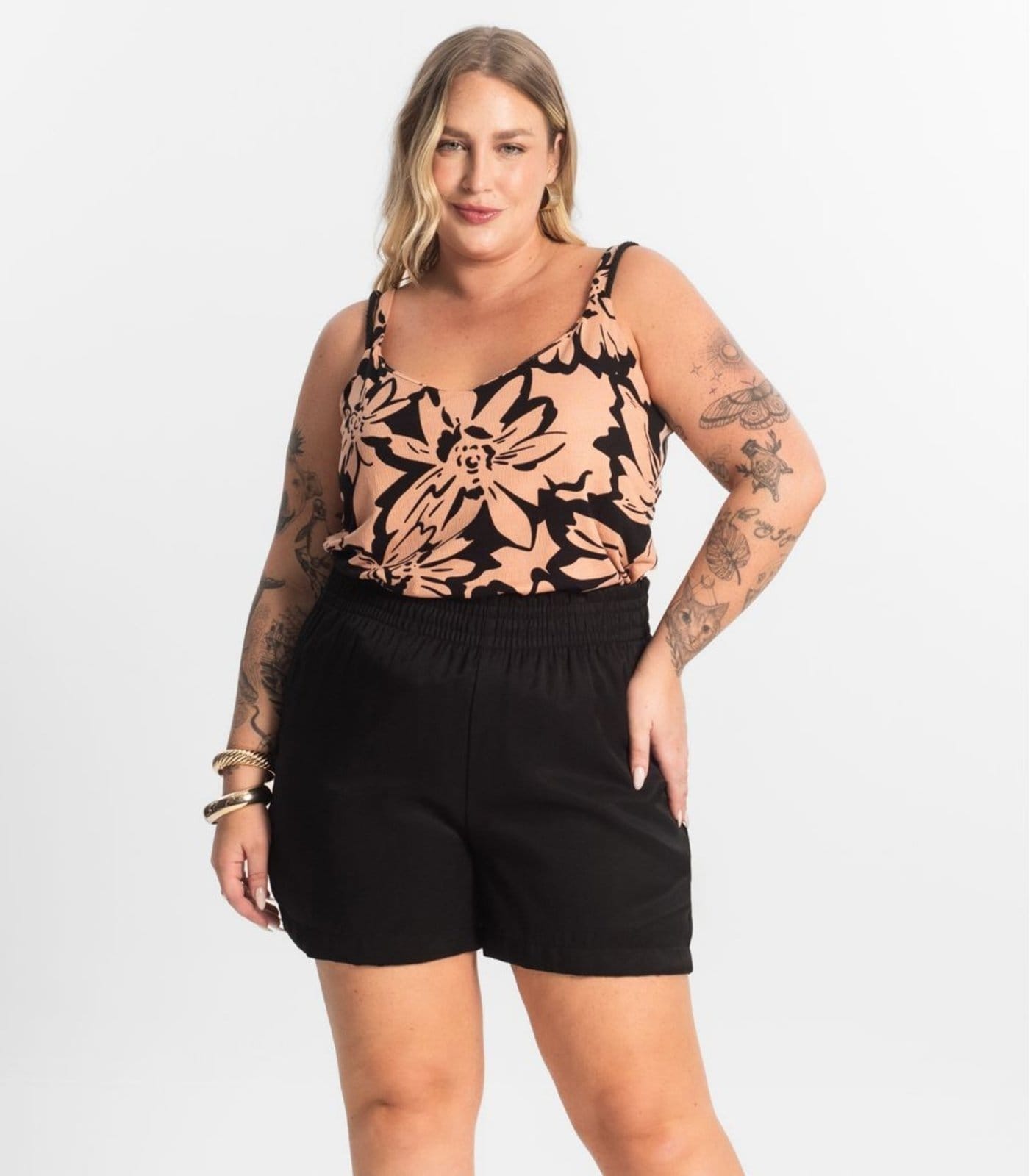 Shorts Tecido Favo Plus Size Secret Glam