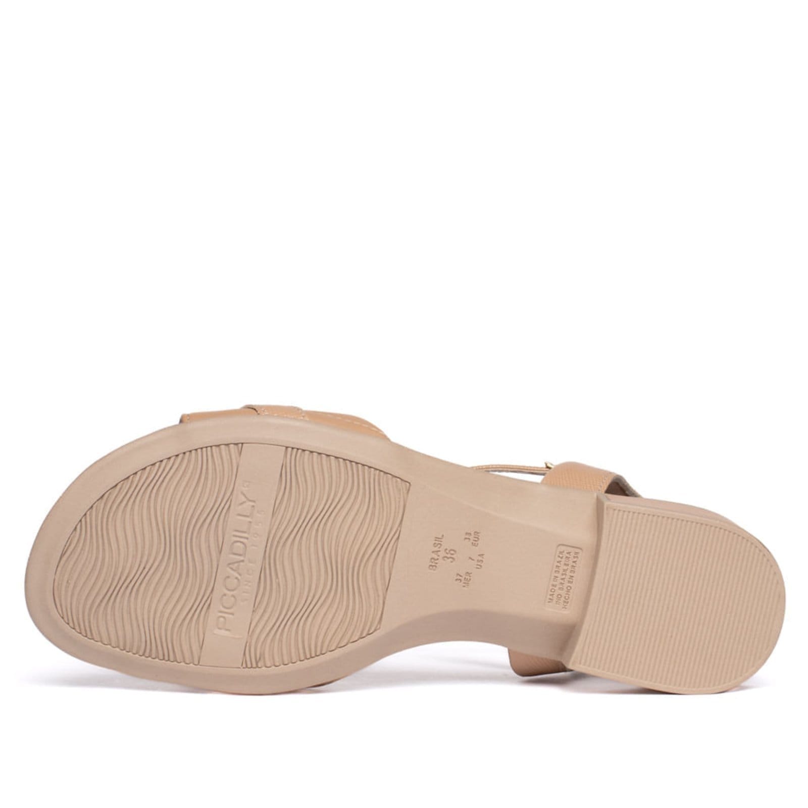 Vista 2 Sandália Feminina Piccadilly Salto Baixo Wide Fit Napa Piccadilly nude