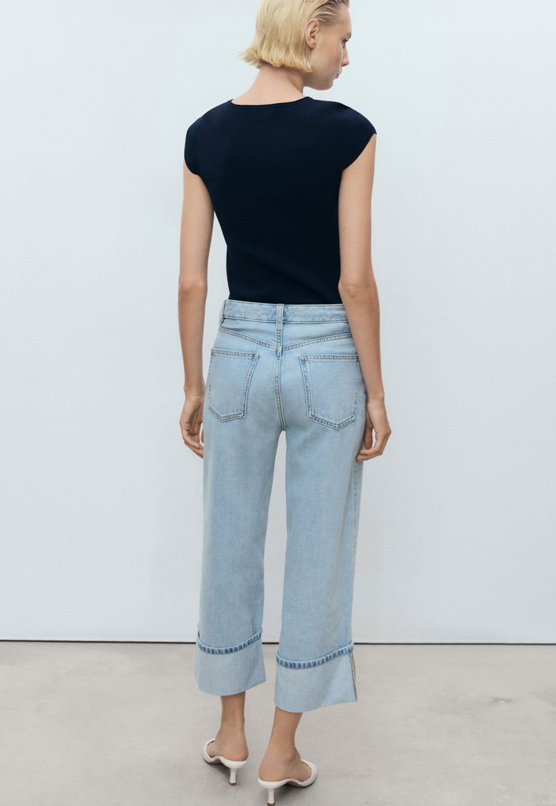 Vista 2 Calça Jeans Mango Wide Leg Gala Mango azul