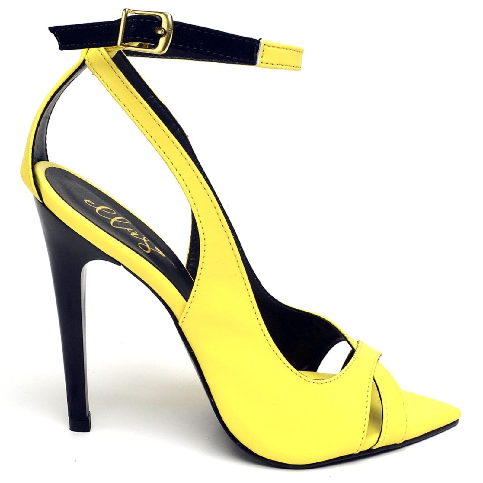 Vista 2 Sandália Salto Alto Napa Preto Ella's ZAFREM amarelo