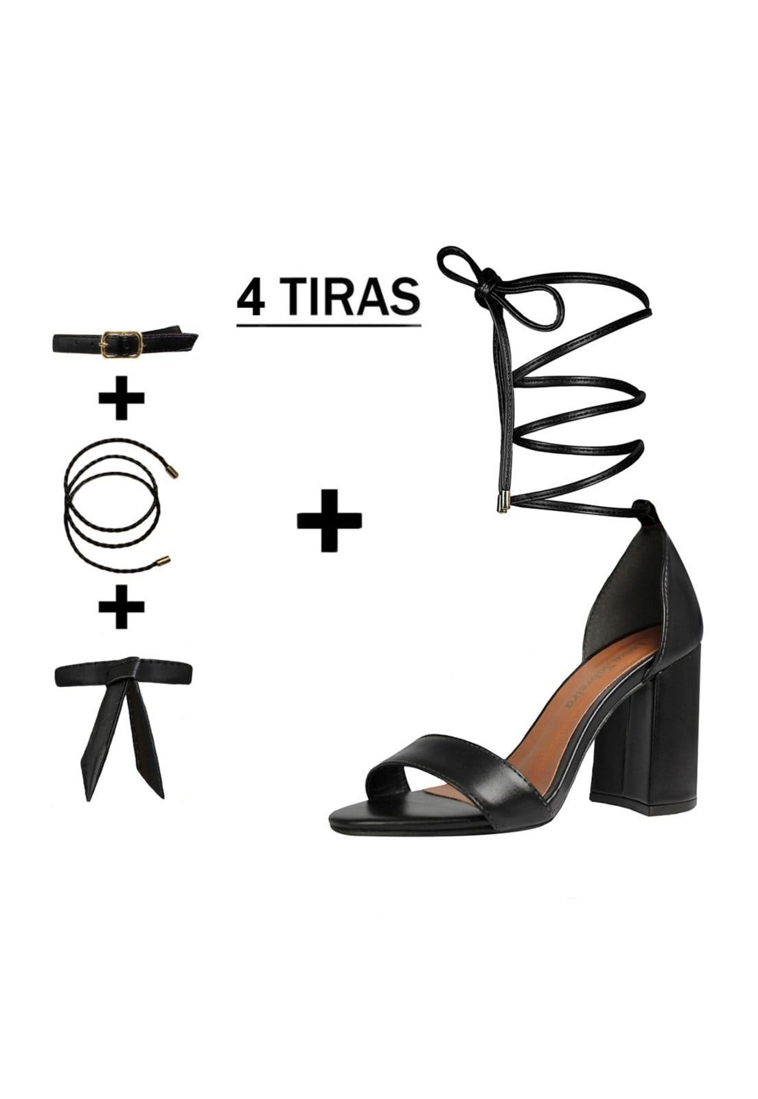 Sandália Troca Tira Salto Alto Grosso Luiza Sobreira Preta Mod. 2062-2