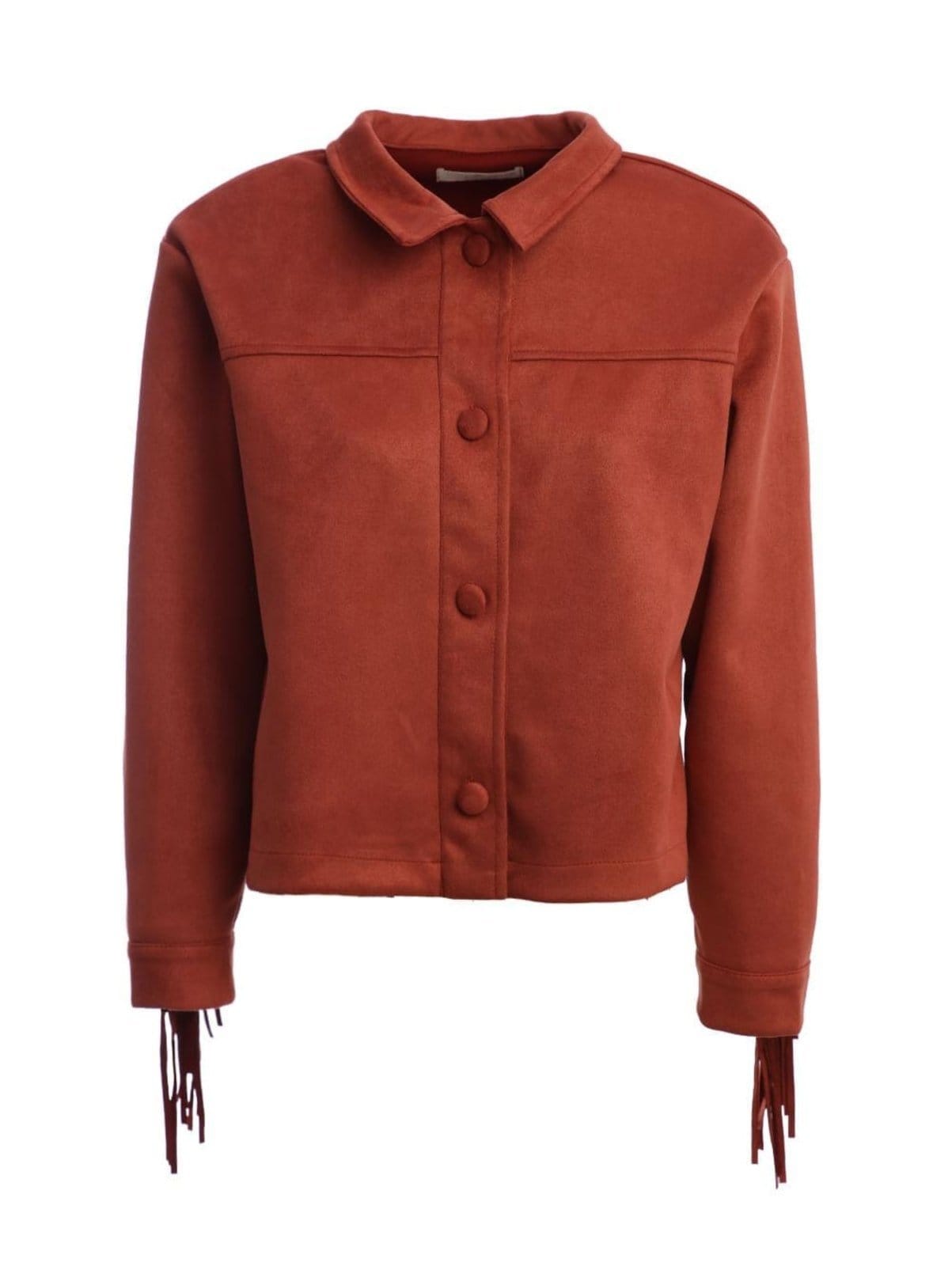 Jaqueta Suede com Franjas Autentique Feminina TELHA