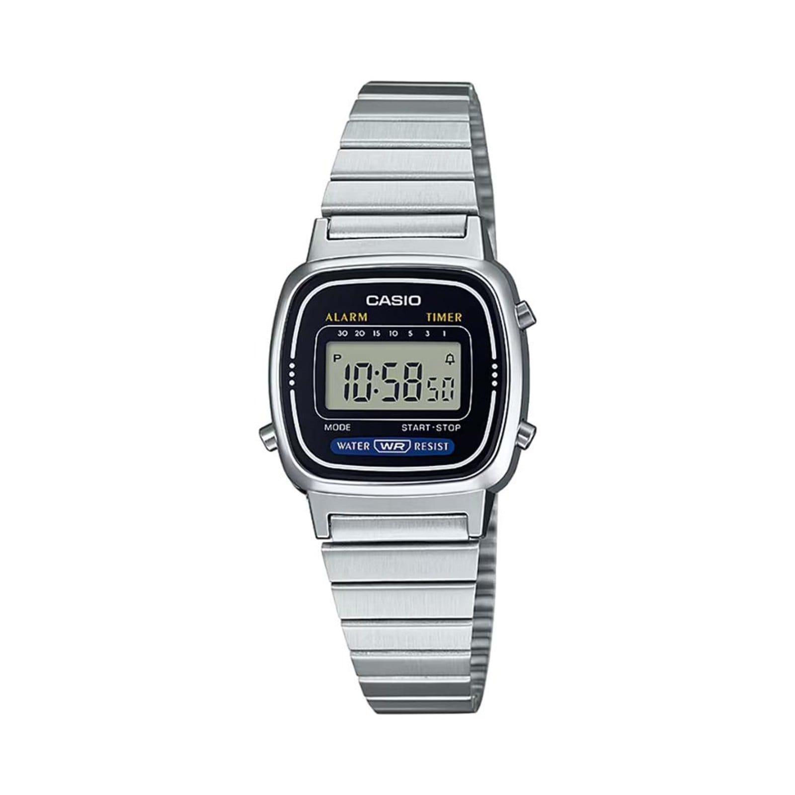 Relógio Casio Vintage LA670WA-1DF Preto/Prata
