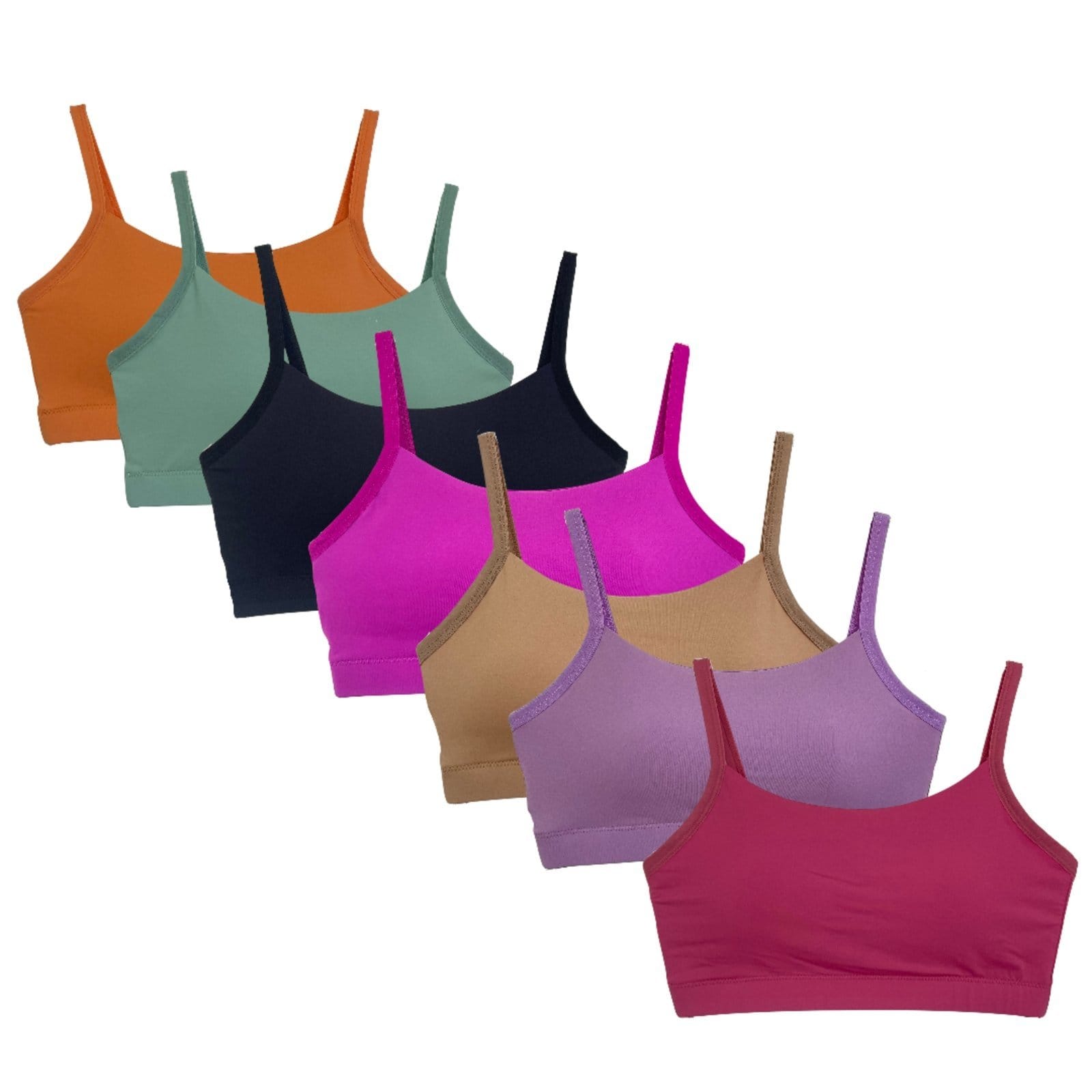 Vista principal Kit 3 Top com Bojo removivel Top com alça para academia REF167 Doce Encanto bege/laranja/lilás/preto/rosa/roxo/verde/vermelho