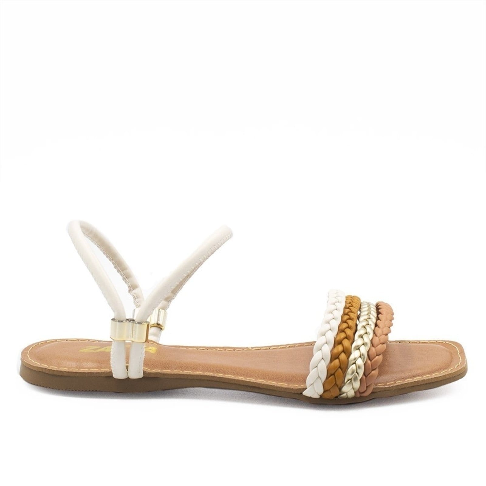 Rasteira Zatta 3 Tiras Trançadas Blair Off White