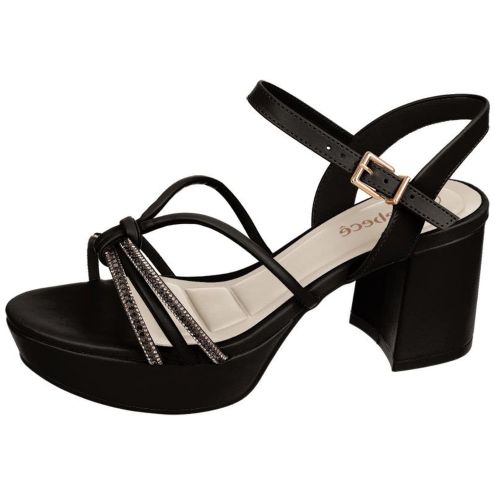 Vista 2 Sandália Feminina Plataforma Meia Pata Preta Brilho cê BEBECÊ preto