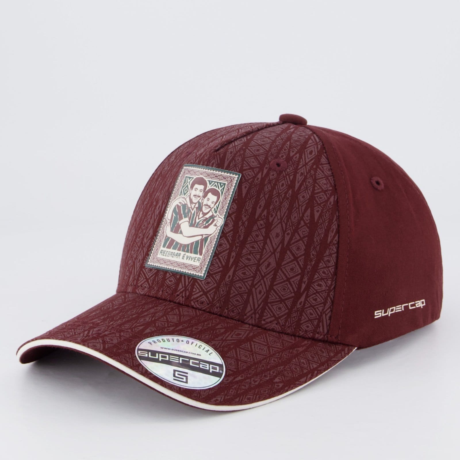 Vista principal Boné Fluminense Consciência Negra Bordô Rikam vermelho