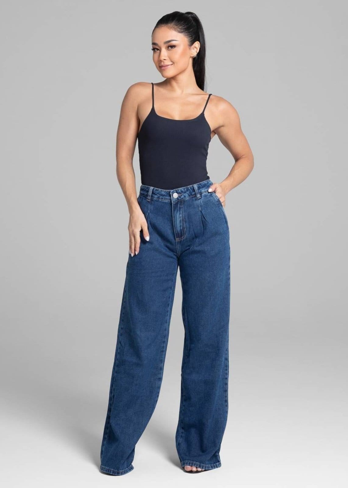 Vista 2 Calça Jeans Sawary Wide Leg - 281762 Sawary azul