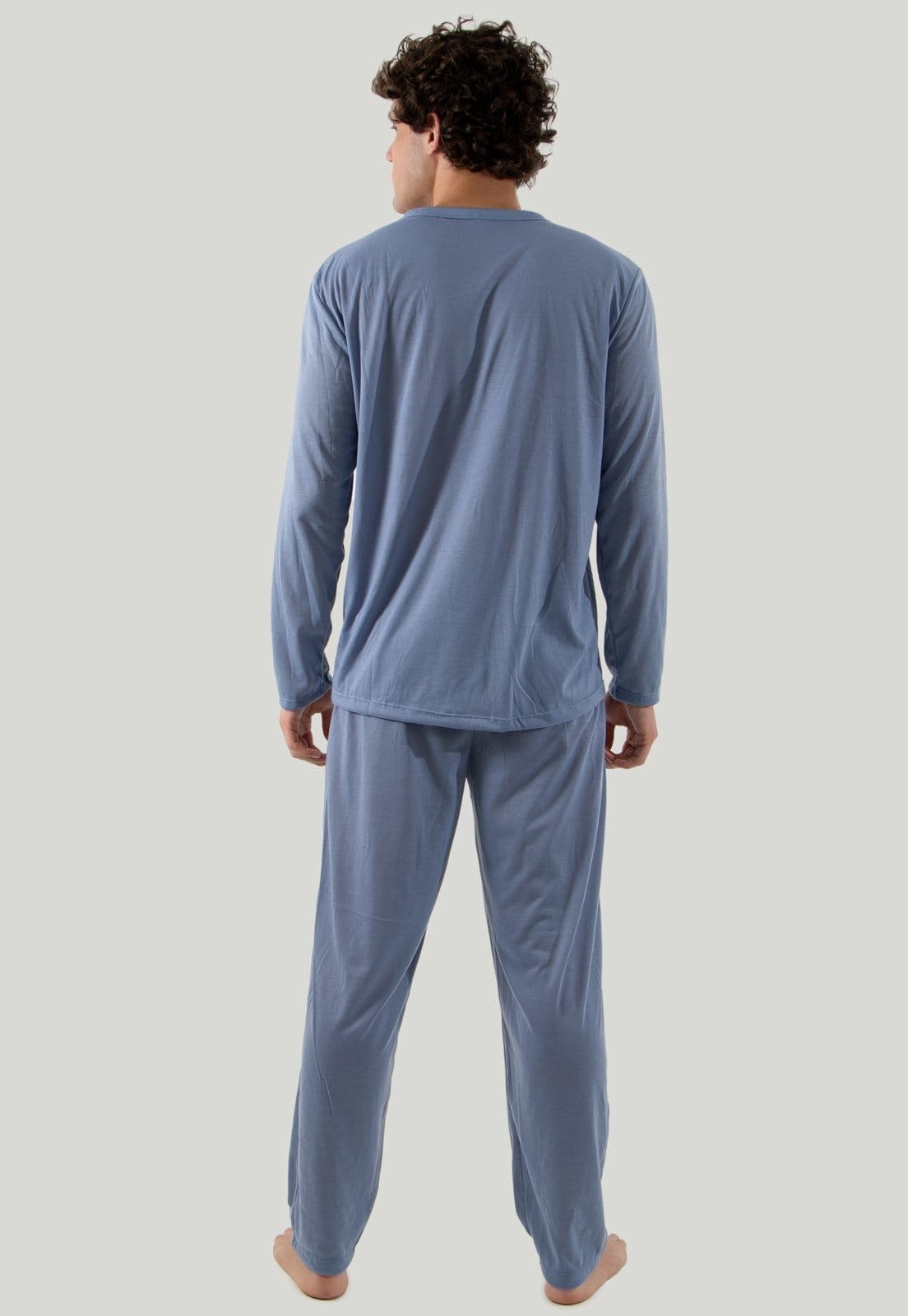 Vista 2 Pijama Masculino Longo Inverno de Malha Diluxo azul