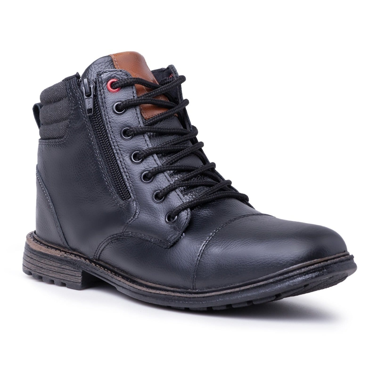 Vista principal Bota Coturno Masculino em Couro Macio Soft Preta Nine4 preto