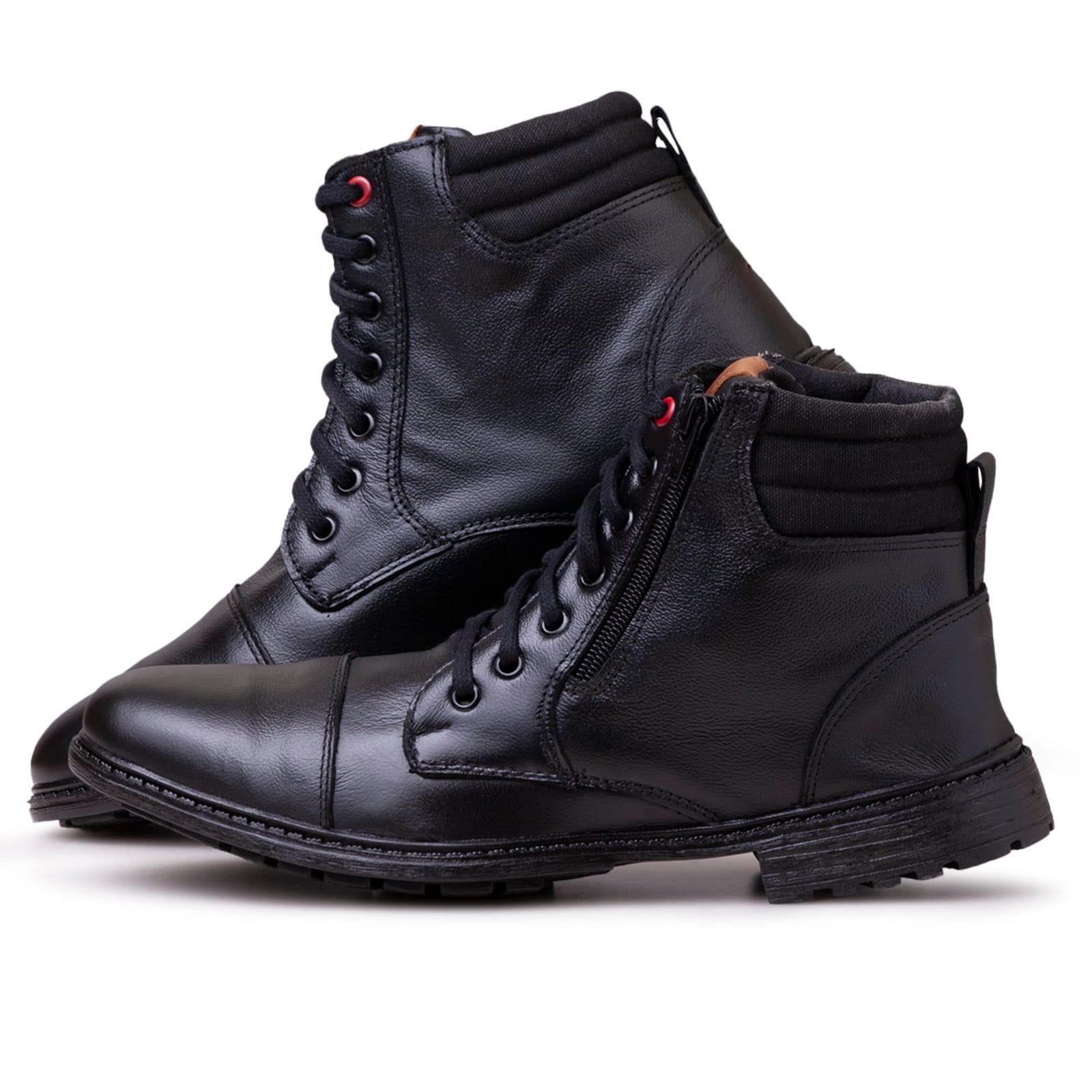 Vista 2 Bota Coturno Masculino em Couro Macio Soft Preta Nine4 preto