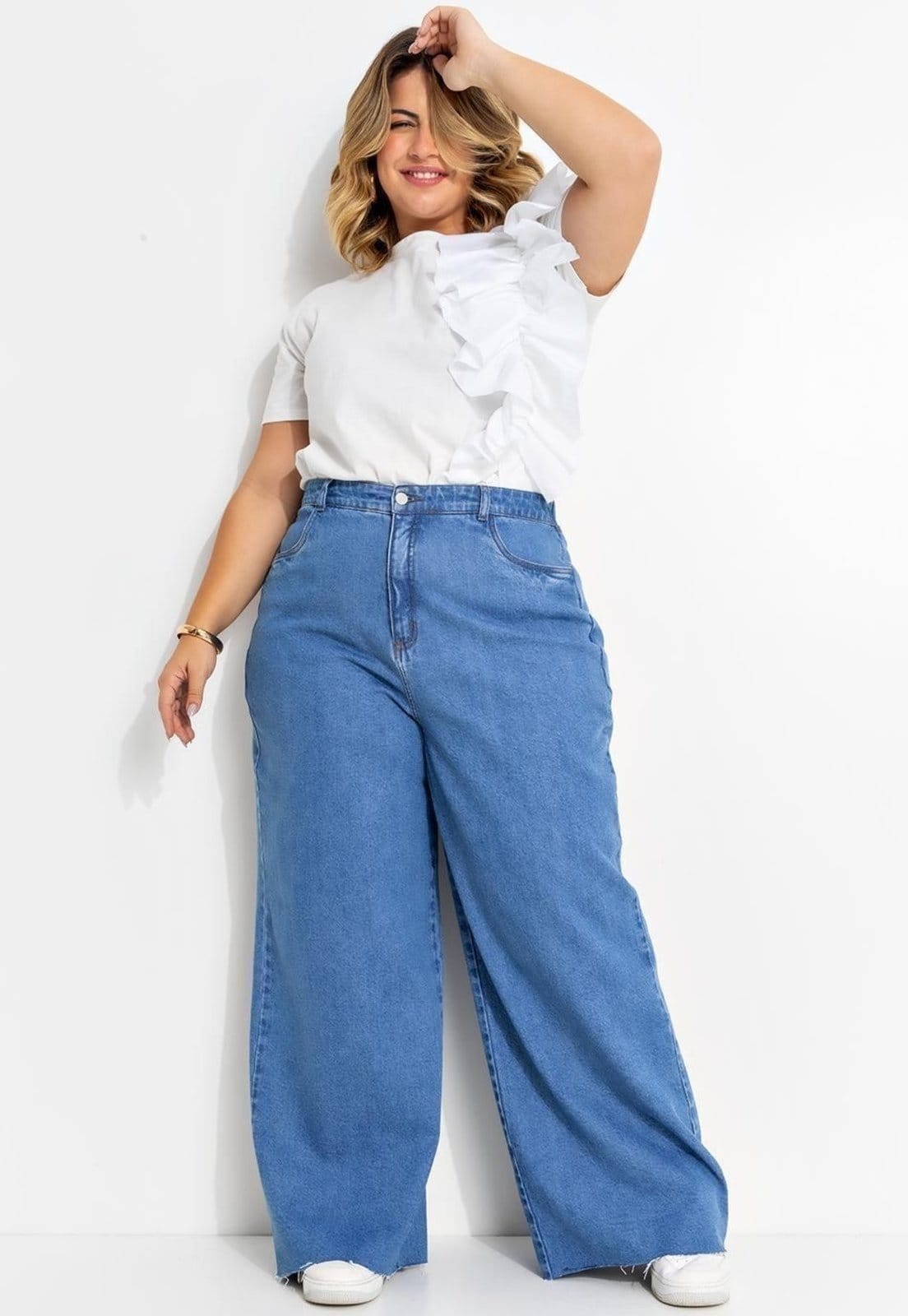 Vista principal Calça Em Jeans Médio Quintess azul