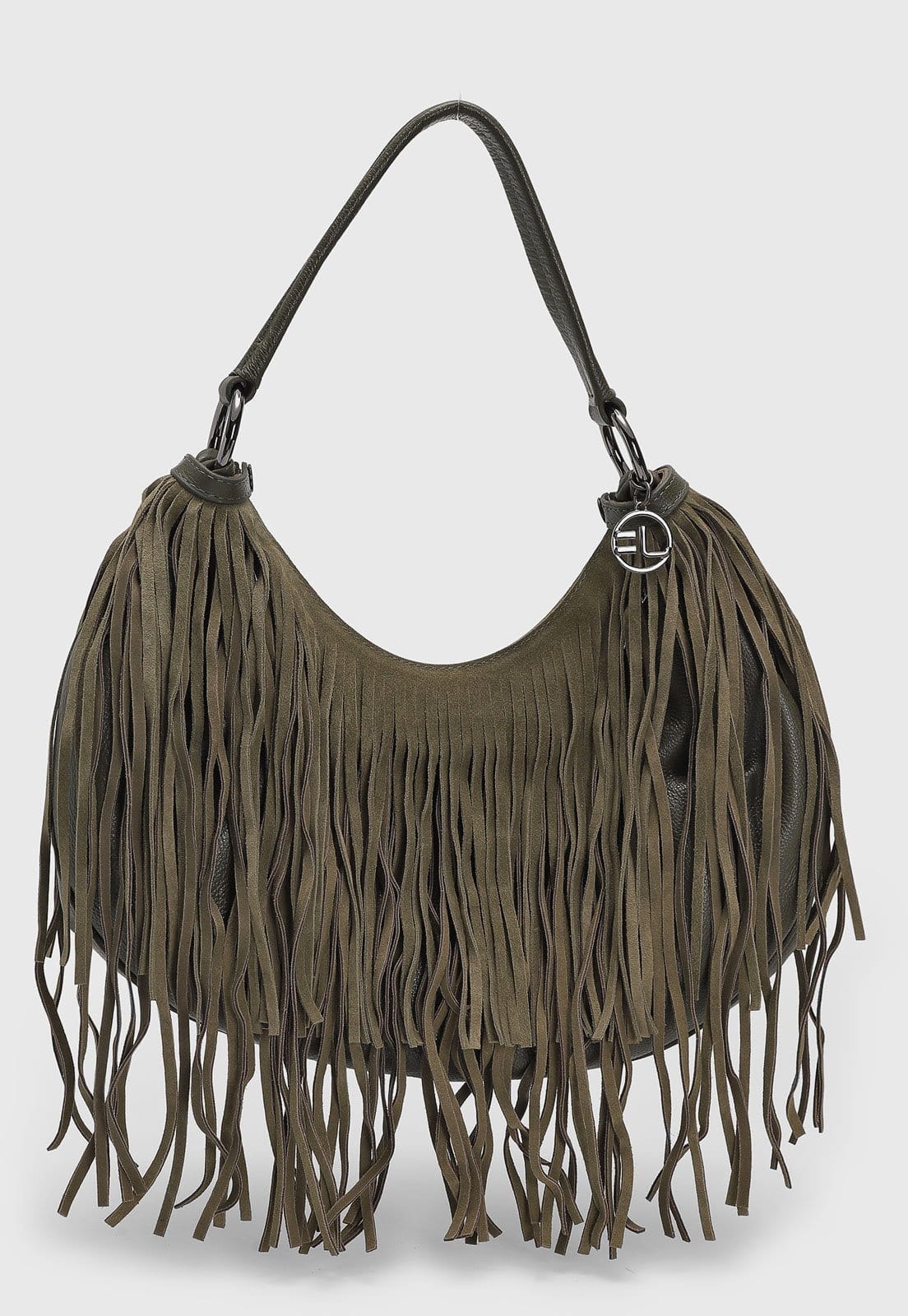 Vista principal Bolsa Média Feminina Jorge Bischoff Franjas Oliva Jorge Bischoff verde