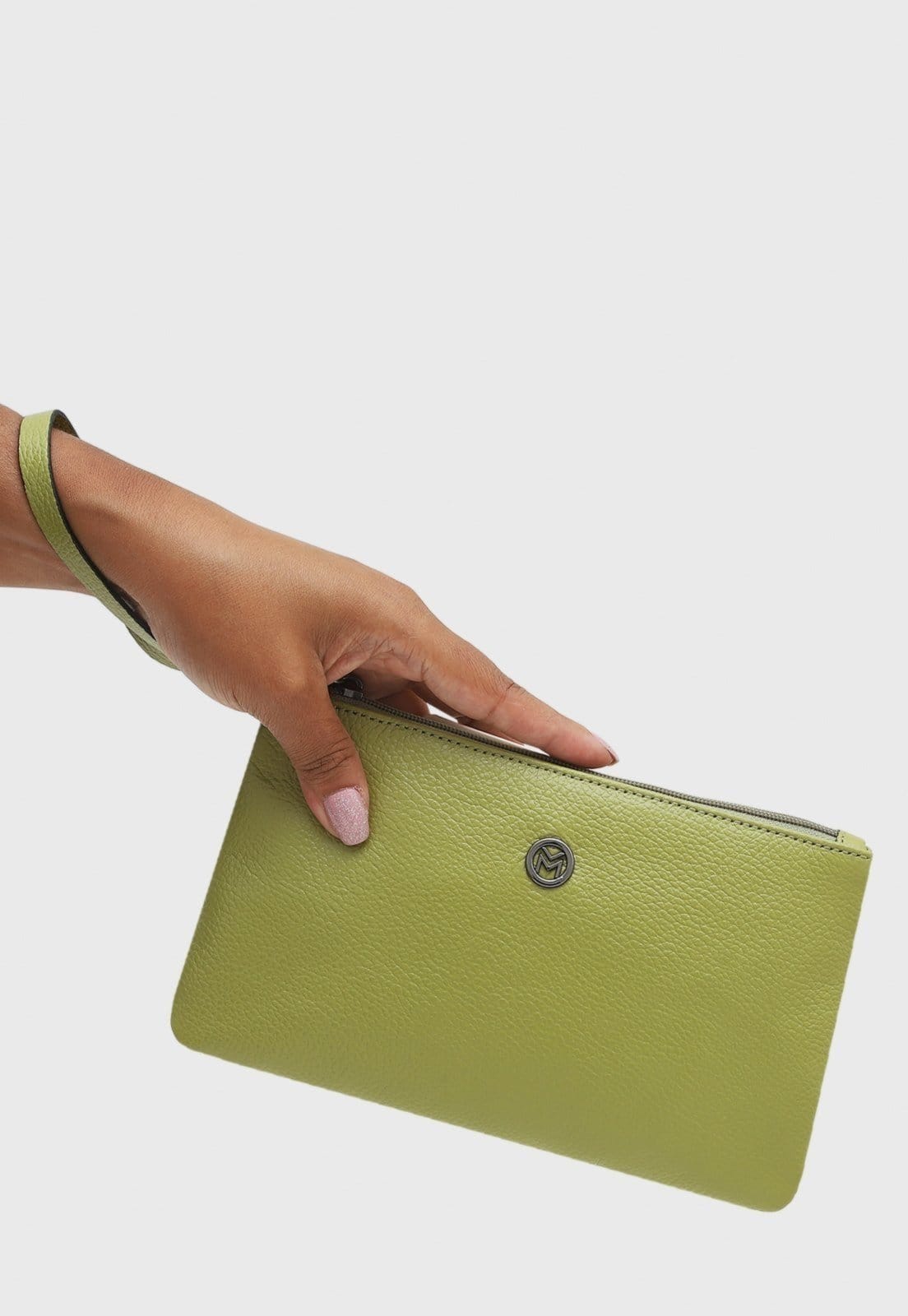 Vista 2 Bolsa Carteira Clutch Couro Mariart Cambará Avocado Mariart verde