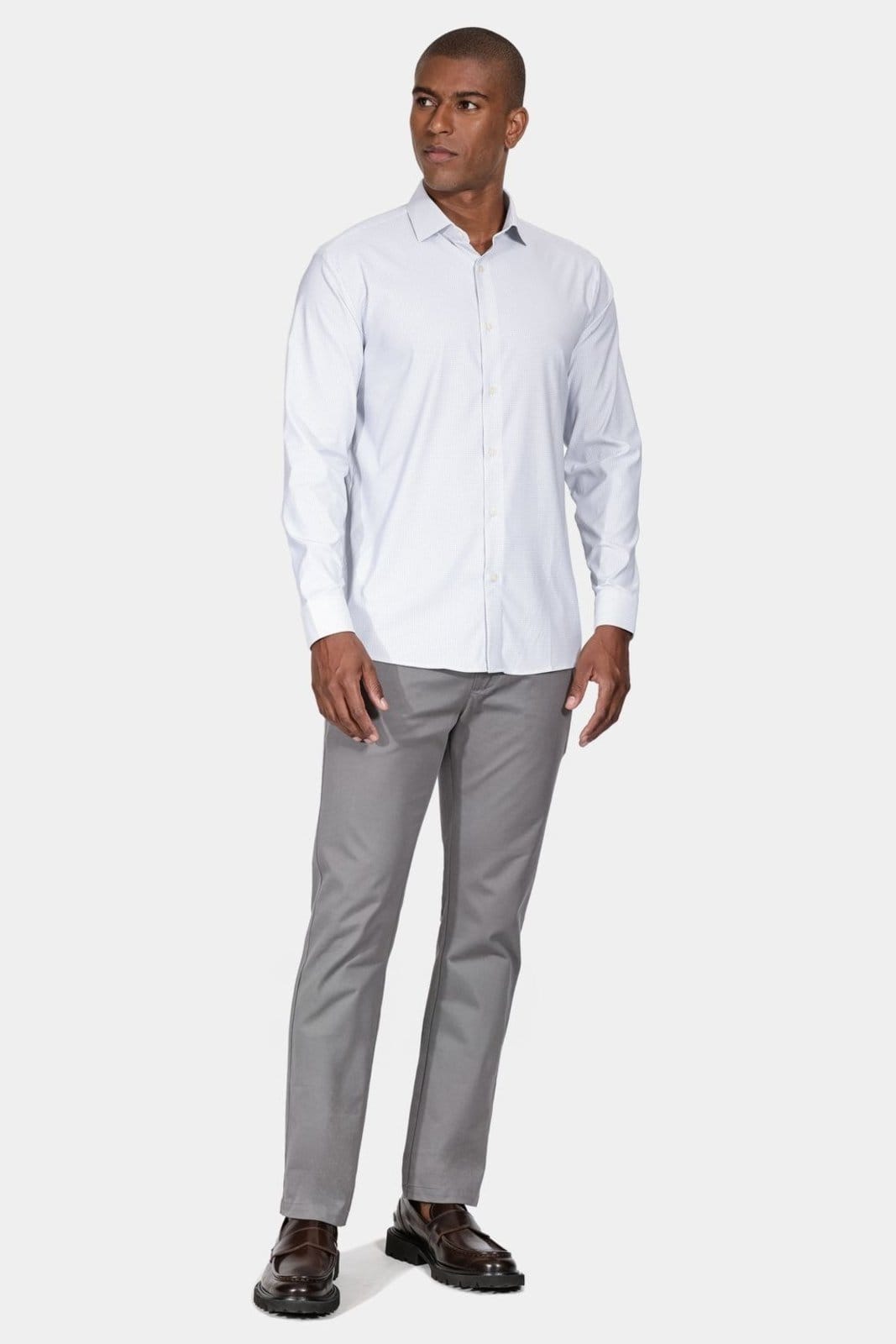 Vista 2 Camisa Aramis Manga Longa Regular Tech Flex Branco Com Verde Aramis incolor verde